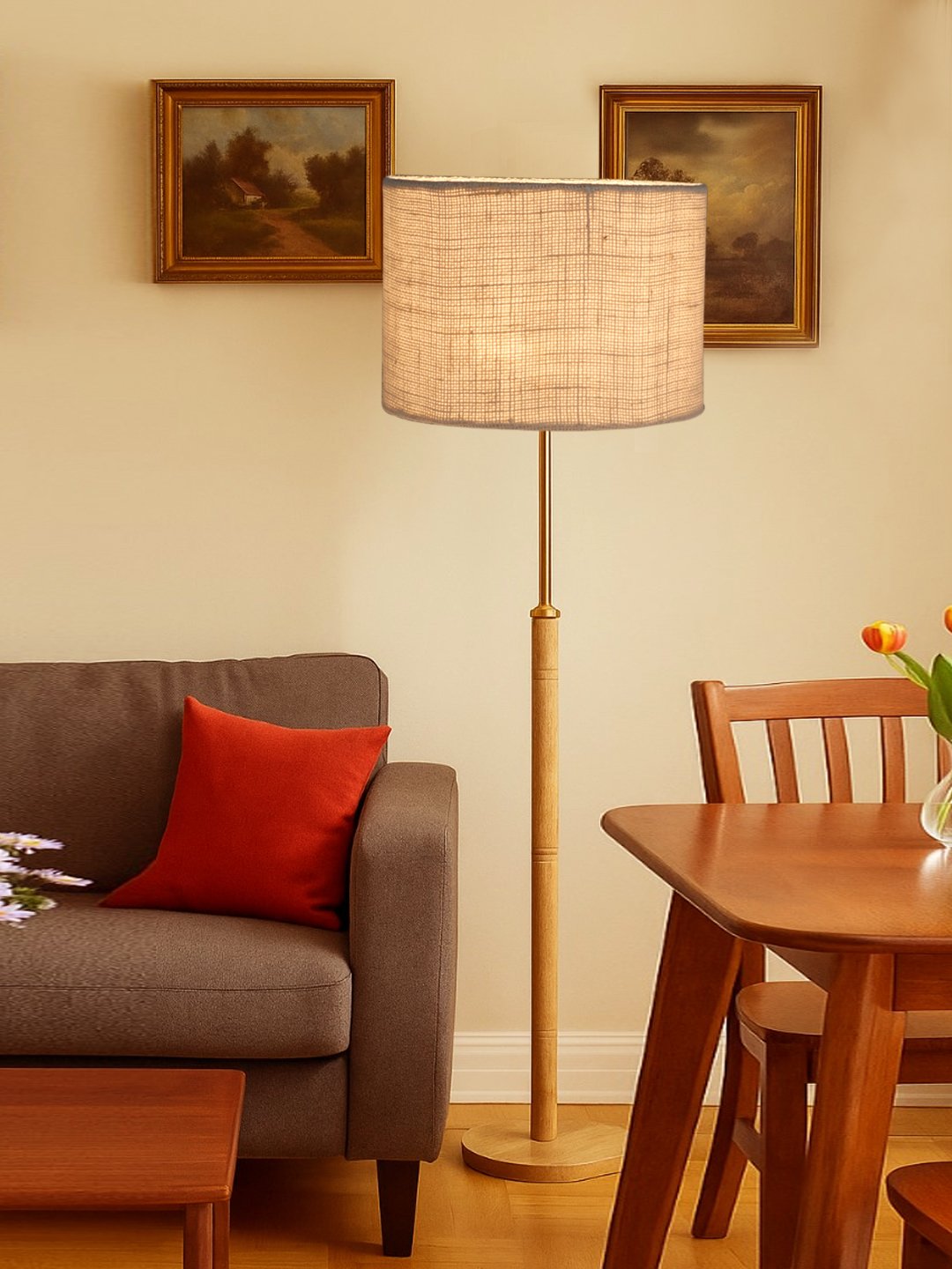 Ambika Home White Shade Premium Floor Lamp for Living Room, Bedroom & Hallway | Decorative Standing Light | E27 Holder Included Bulb - Image 2