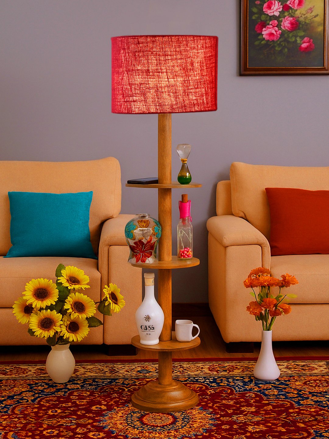 Ambika Home Multi Shade Premium Floor Lamp for Living Room, Bedroom & Hallway | Decorative Standing Light | E27 Holder Included Bulb - Image 2