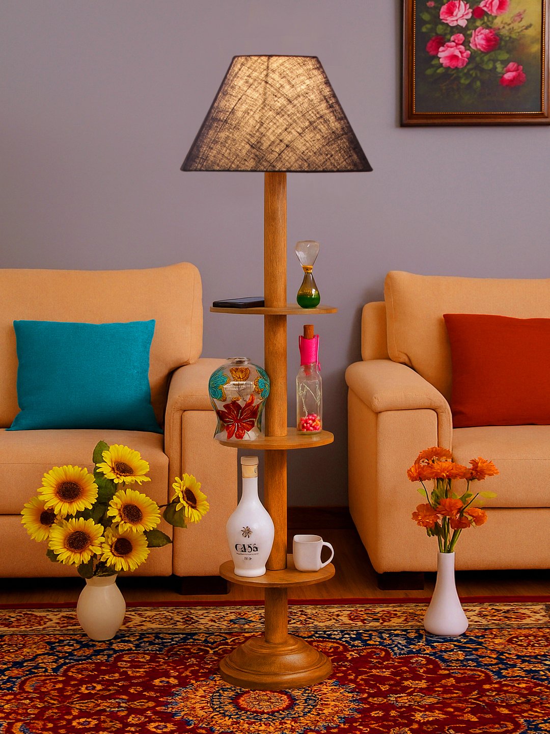 Ambika Home Blue Shade Premium Floor Lamp for Living Room, Bedroom & Hallway | Decorative Standing Light | E27 Holder Included Bulb - Image 2