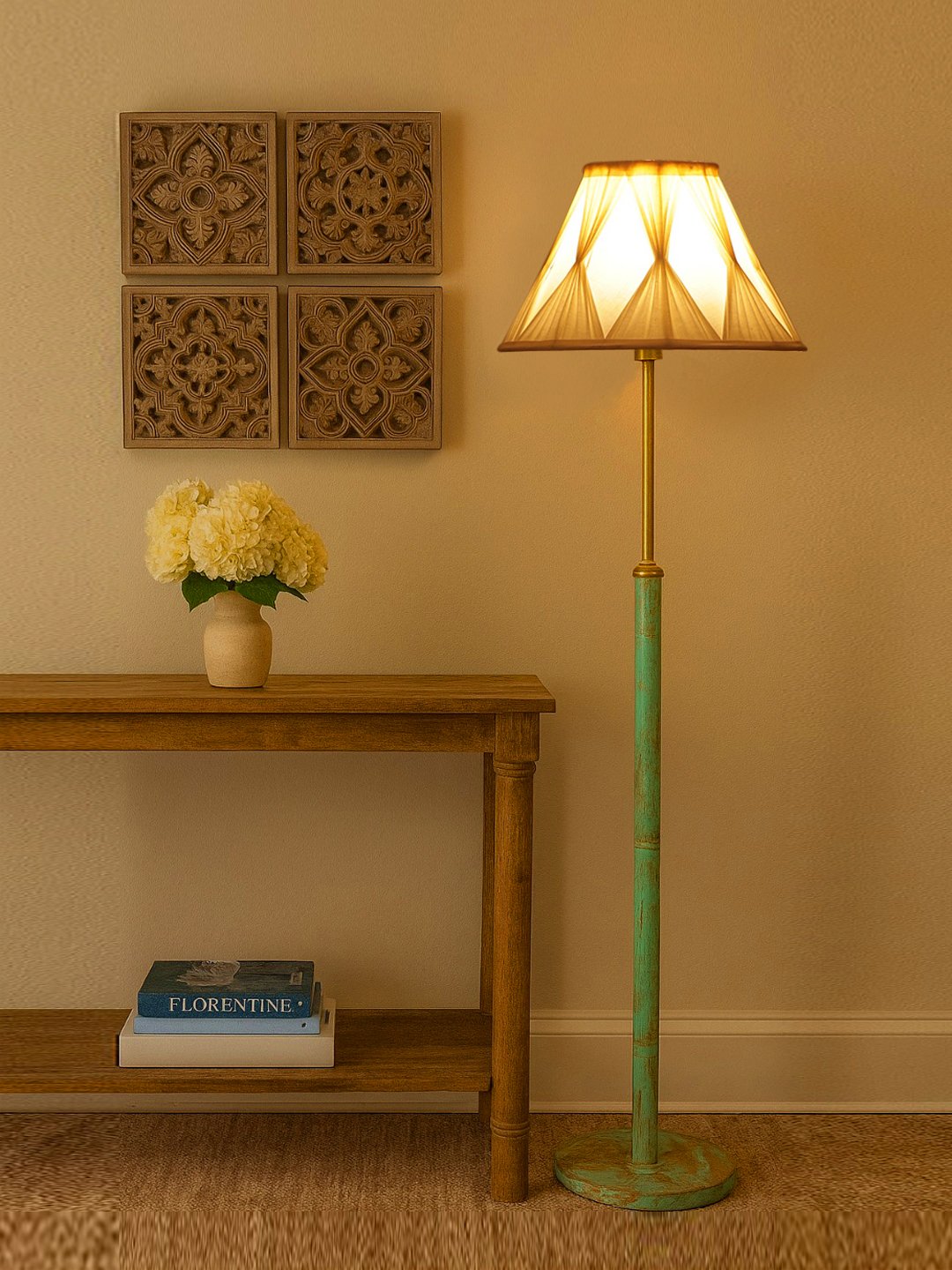 Ambika Home Off-white Shade Premium Floor Lamp for Living Room, Bedroom & Hallway | Decorative Standing Light | E27 Holder Included Bulb - Image 3