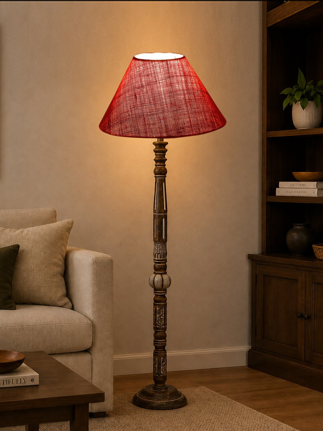 Ambika Home Arctic Luxe White Brushed Floor Lamp | Premium Living Room, Bedroom & Hallway Lighting | E27 Holder & Bulb Included - Image 3