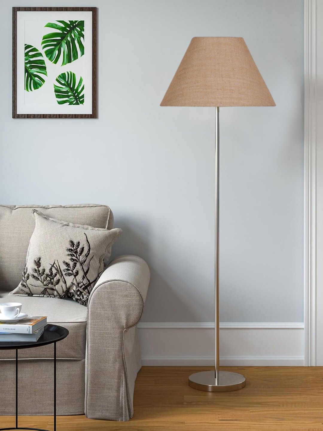 Ambika Home Premium Beige Designer Floor Lamp in Steel Finish for Modern Interiors | E27 Holder Included Bulb - Image 3