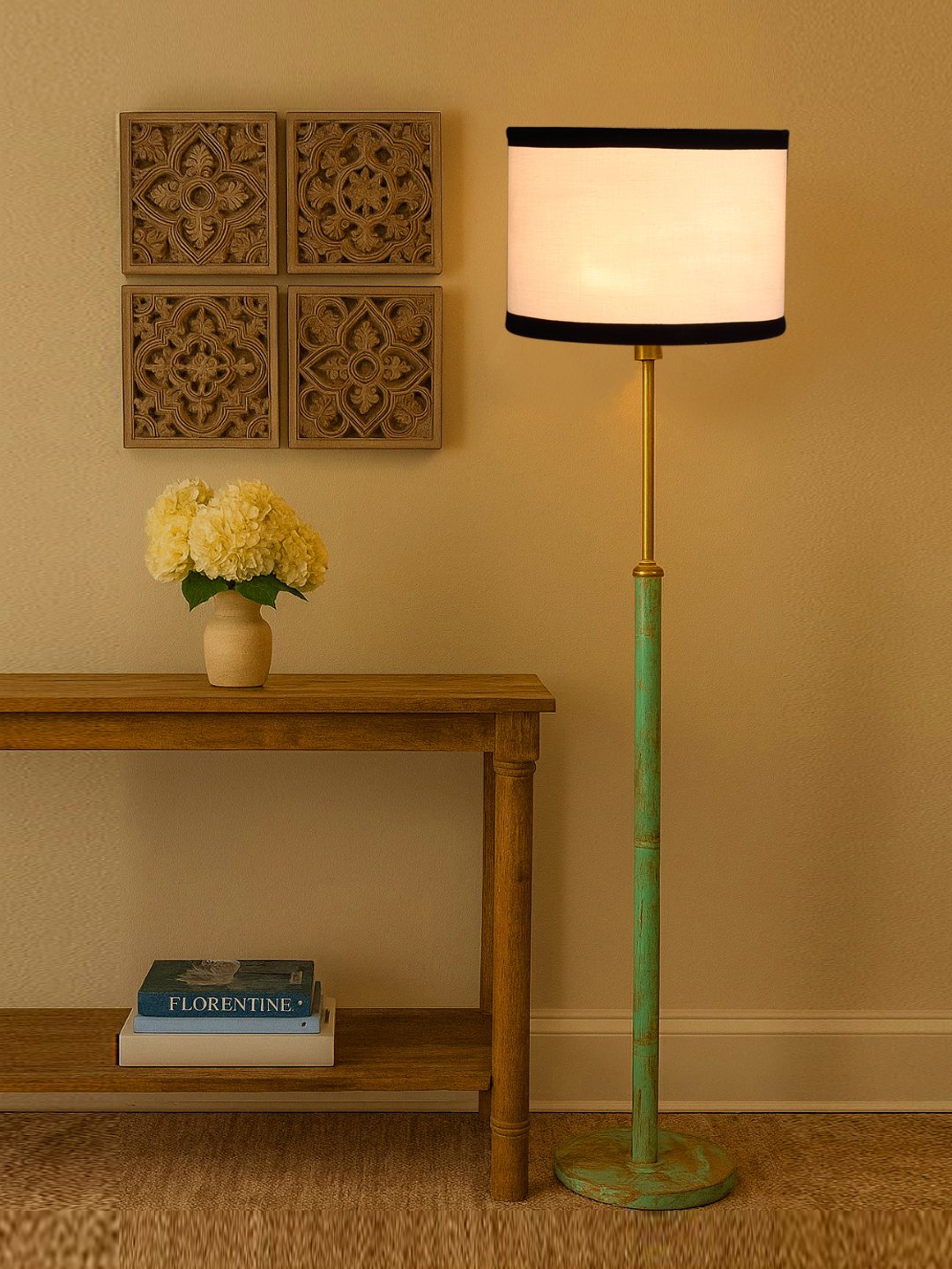 Ambika Home White Shade Premium Floor Lamp for Living Room, Bedroom & Hallway | Decorative Standing Light | E27 Holder Included Bulb - Image 3