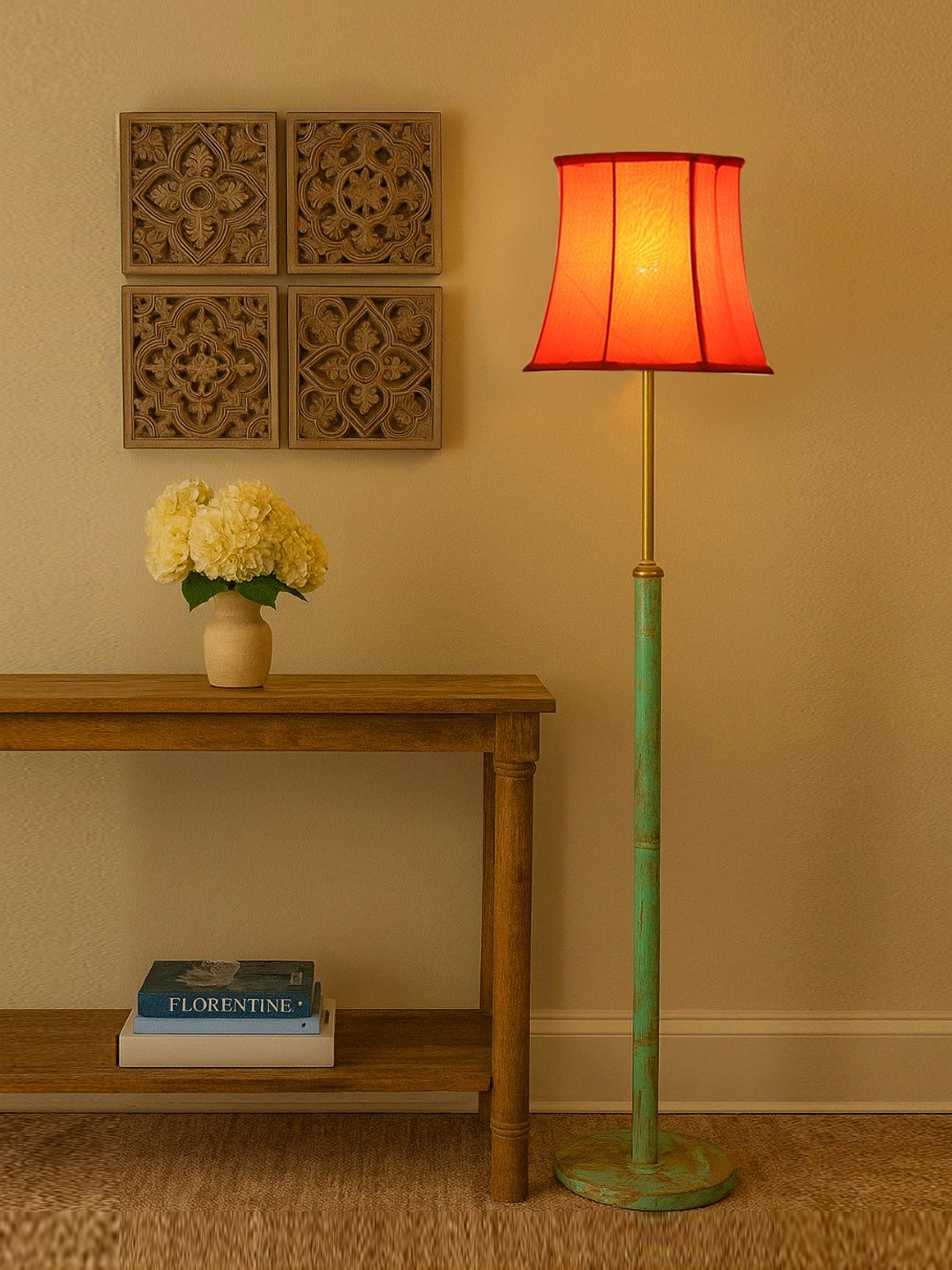 Ambika Home Yellow Shade Premium Floor Lamp for Living Room, Bedroom & Hallway | Decorative Standing Light | E27 Holder Included Bulb - Image 3