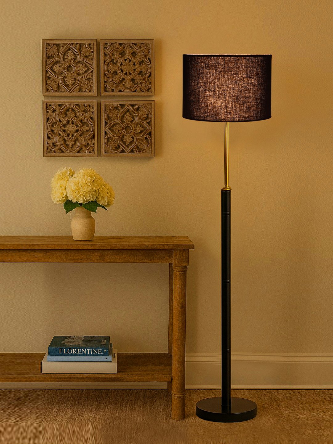 Ambika Home Black Shade Premium Floor Lamp for Living Room, Bedroom & Hallway | Decorative Standing Light | E27 Holder Included Bulb - Image 3