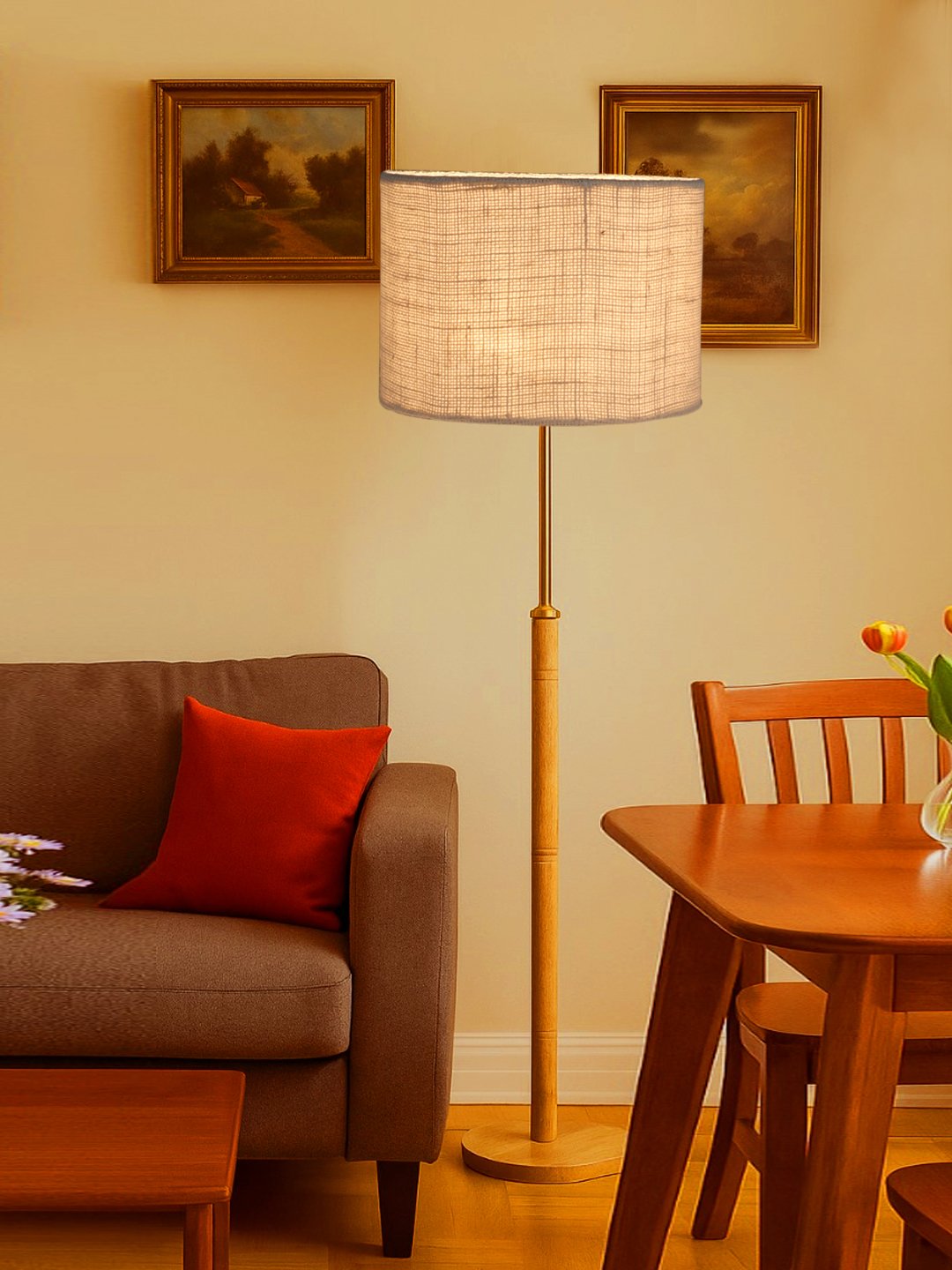 Ambika Home White Shade Premium Floor Lamp for Living Room, Bedroom & Hallway | Decorative Standing Light | E27 Holder Included Bulb - Image 3