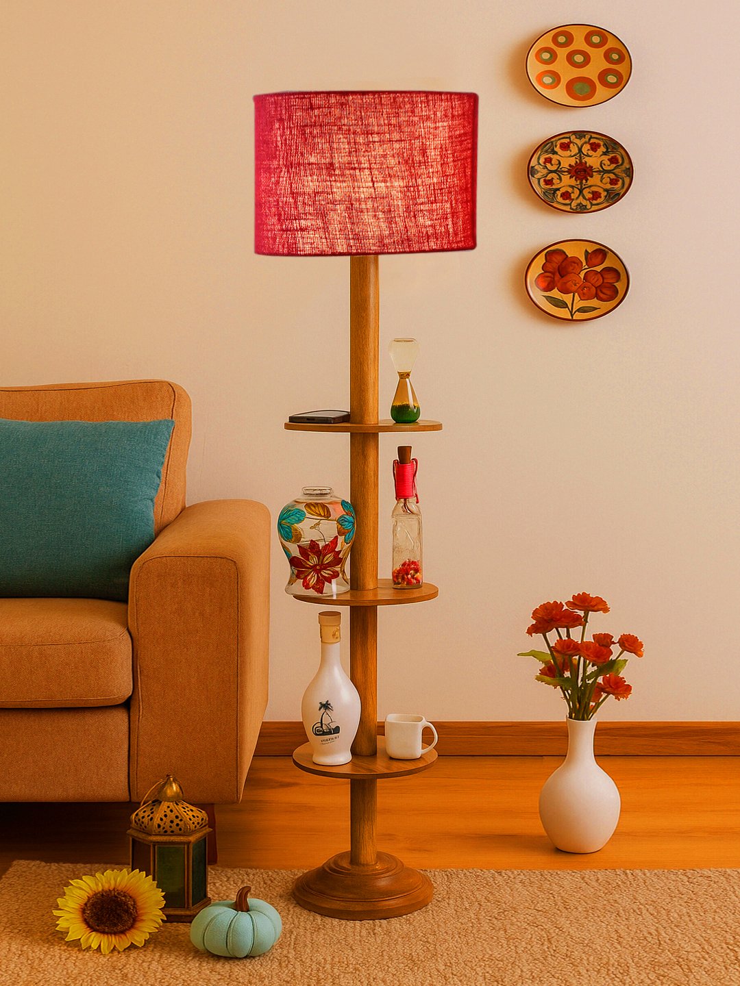 Ambika Home Multi Shade Premium Floor Lamp for Living Room, Bedroom & Hallway | Decorative Standing Light | E27 Holder Included Bulb - Image 3