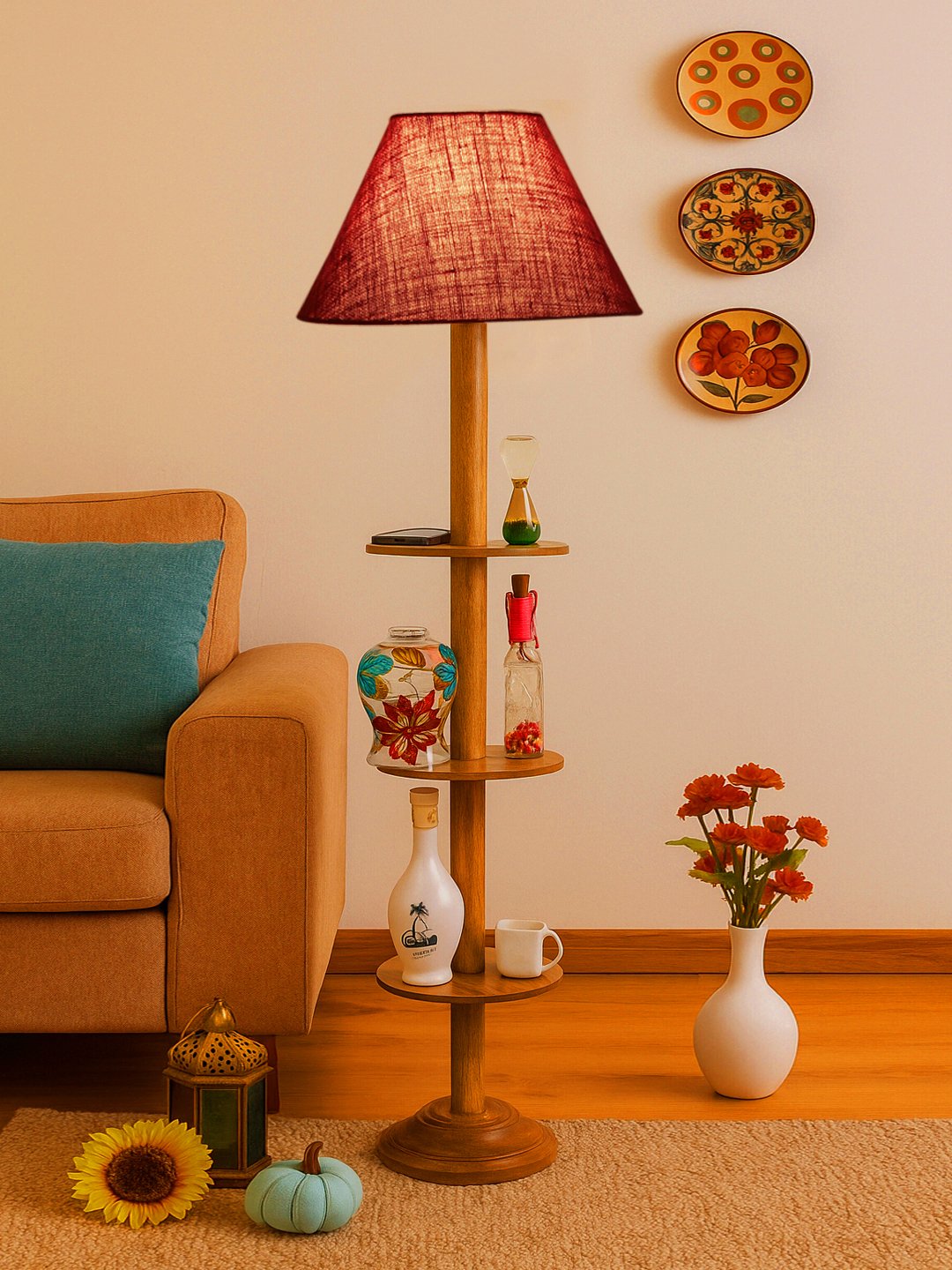 Ambika Home White Shade Premium Floor Lamp for Living Room, Bedroom & Hallway | Decorative Standing Light | E27 Holder Included Bulb - Image 3