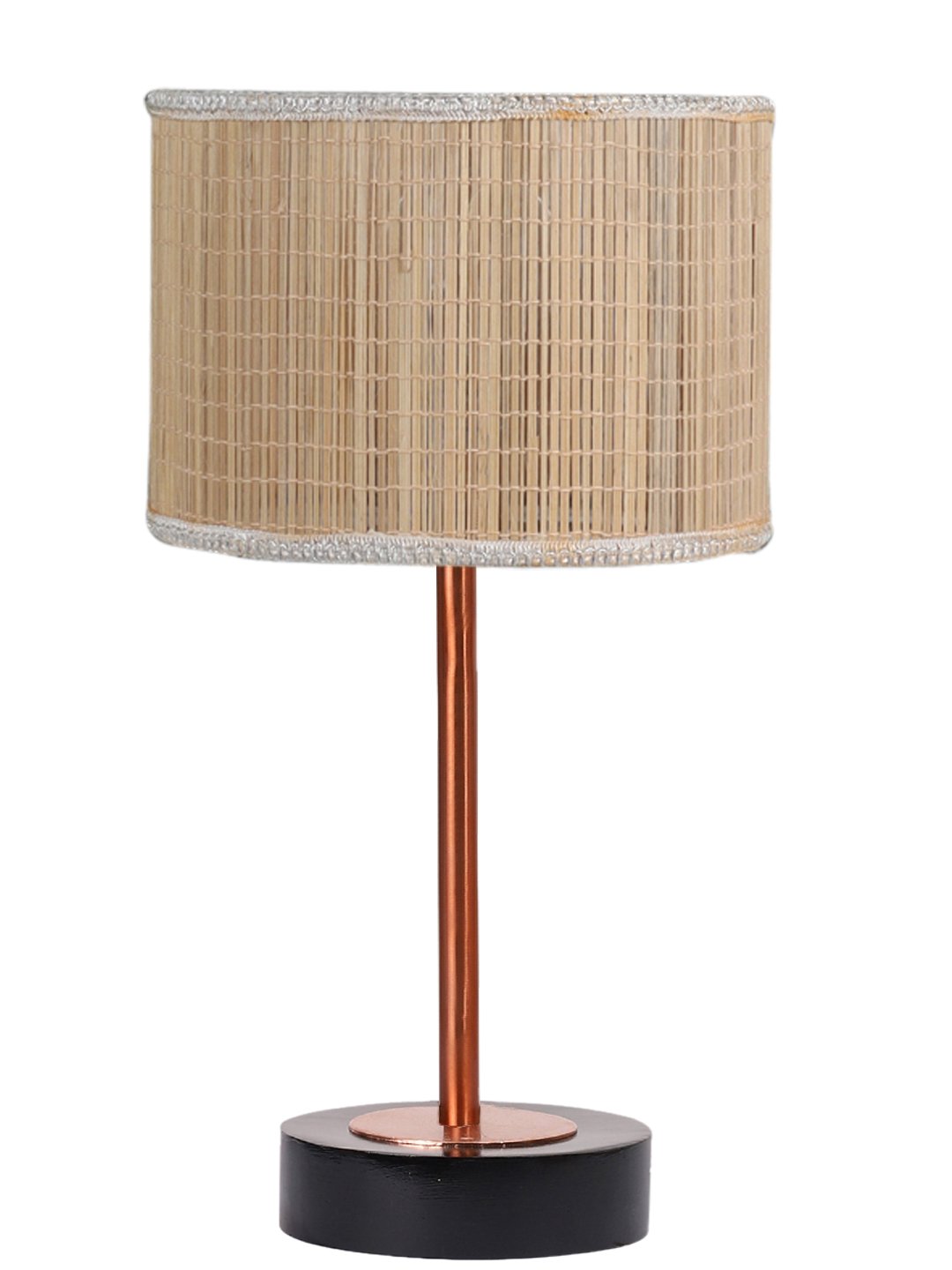 Ambika Home Luxury Premium Devansh Bamboo table lamp with Black wood base & Copper finish Metal -(7X17 inches)-1 Lamp with Beige Shade for Living Room, Bedroom & Hallway - Image 4