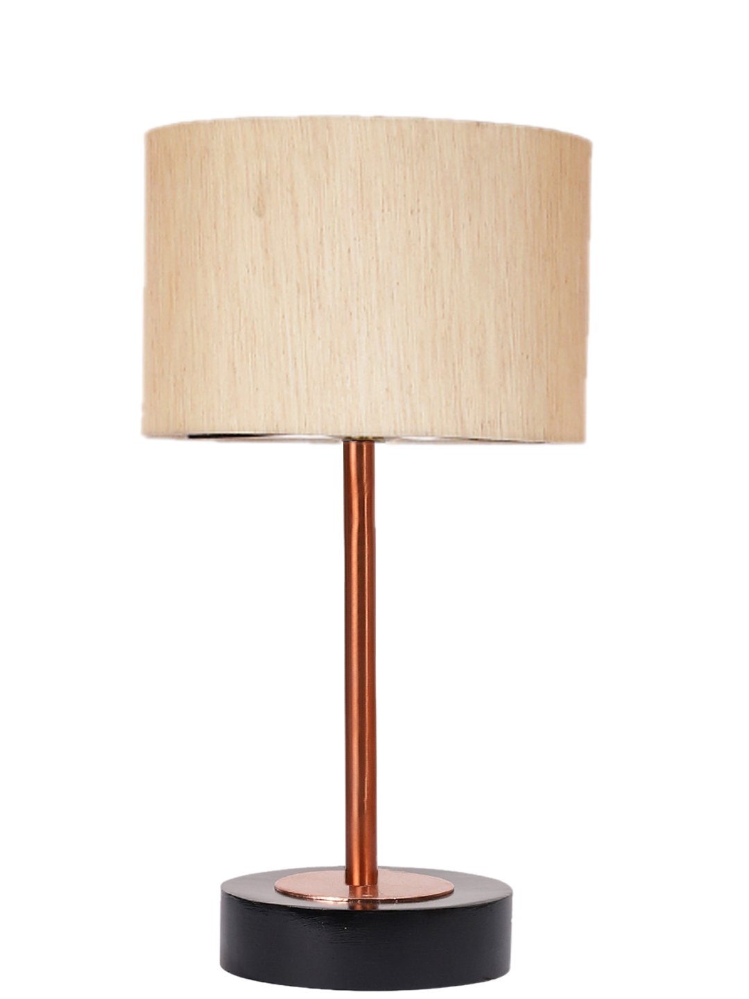 Ambika Home Luxury Premium Devansh off white cotton table lamp with Black wood base & Copper finish Metal (7X17 inches)-2 Lamp with off-white Shade for Living Room, Bedroom & Hallway - Image 4
