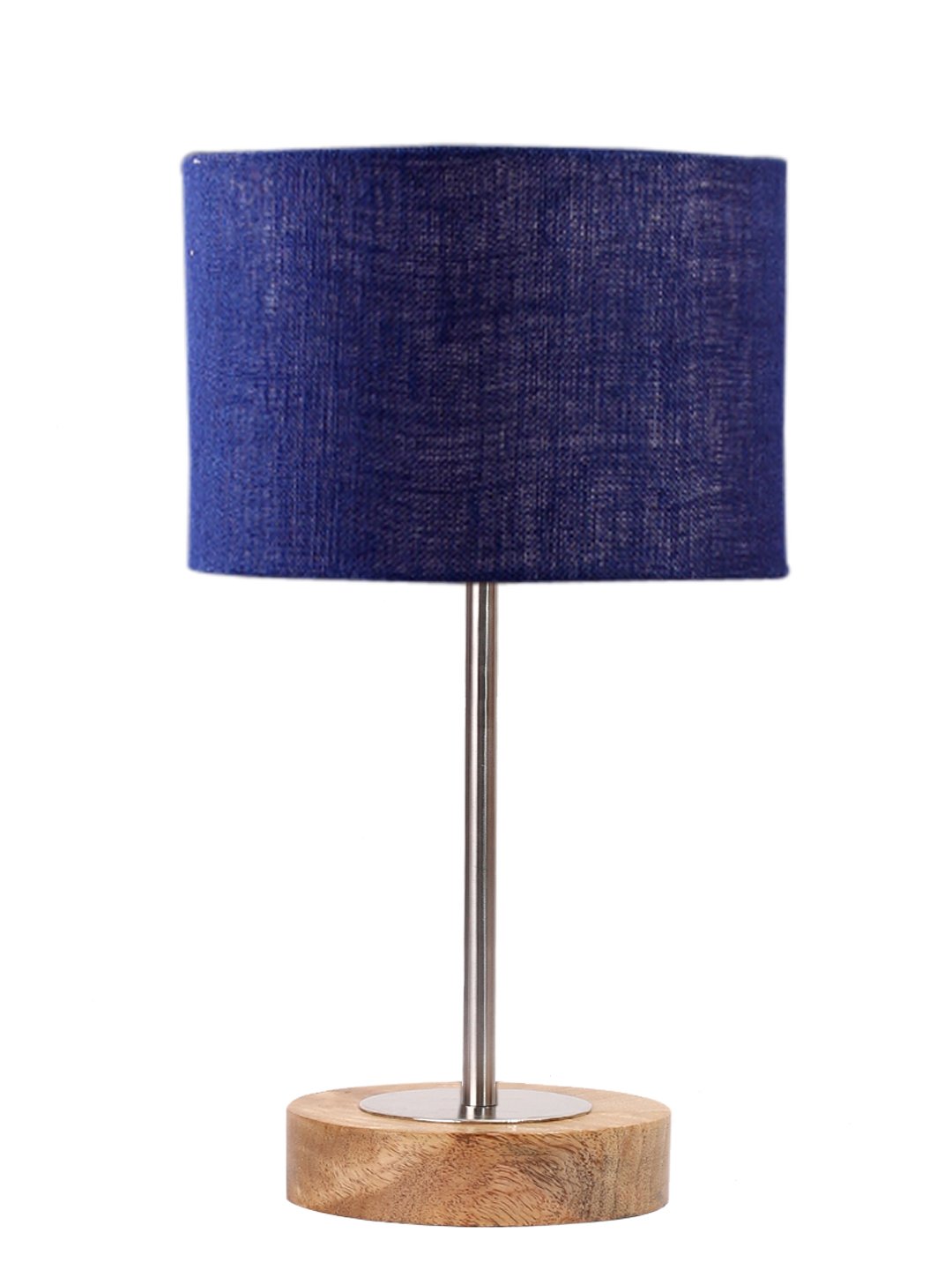 Ambika Home Luxury Premium Devansh Blue Jute table lamp with Natural Wood Base & Steel Pipe (7X17 inches)-13 Lamp with Blue Shade for Living Room, Bedroom & Hallway - Image 4