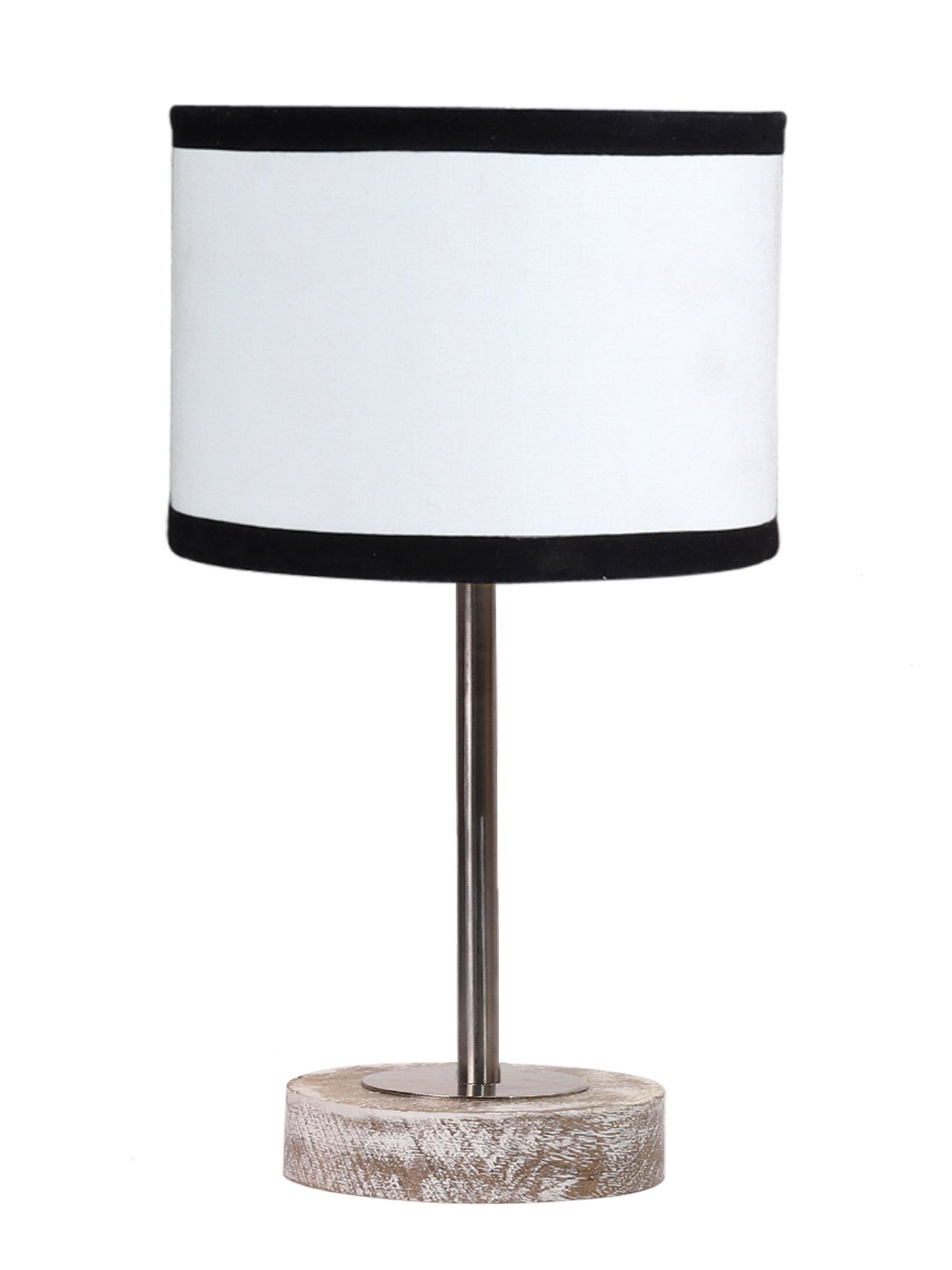 Ambika Home Luxury Premium Devansh Multicolor cotton table lamp with White Brushed Wood Base & Golden finish Metal (7X17 inches)-8 Lamp with Multicolor Shade for Living Room, Bedroom & Hallway - Image 3