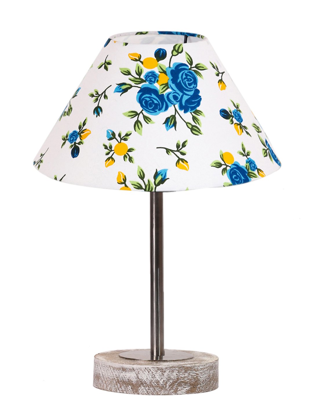 Ambika Home Luxury Premium Devansh Multicolor cotton table lamp with White Brushed Wood Base & Golden finish Metal (10X16.25 inches)-38 Lamp with Multi Shade for Living Room, Bedroom & Hallway - Image 4