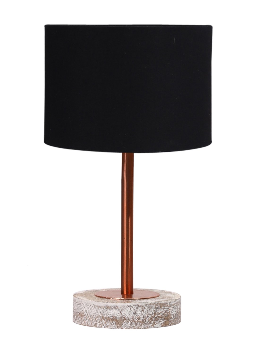 Ambika Home Luxury Premium Devansh Black Jute table lamp with Natural Wood Base & Steel Pipe (7X17 inches)-17 Lamp with Black Shade for Living Room, Bedroom & Hallway - Image 4