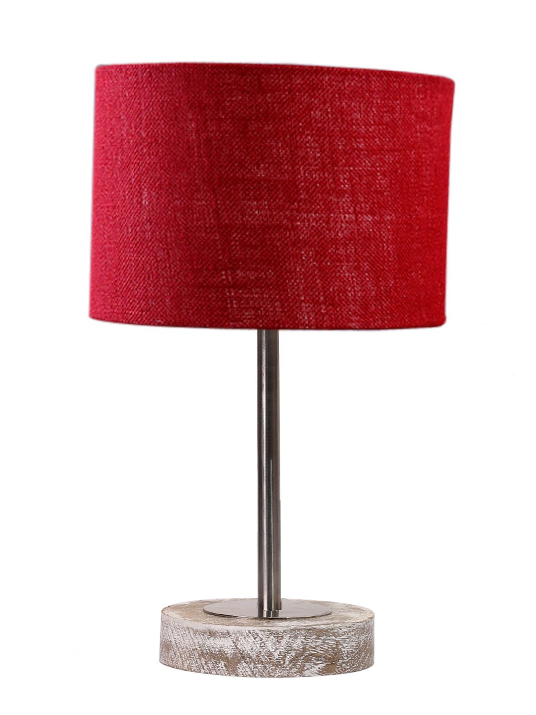 Ambika Home Luxury Premium Devansh Maroon Jute table lamp with g White Brushed Wood Base & Golden finish Metal -(7X17 inches)-12 Lamp with Maroon Shade for Living Room, Bedroom & Hallway - Image 4