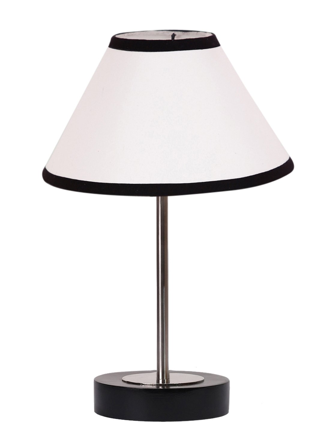 Ambika Home Luxury Premium Devansh Multicolor cotton table lamp with Black wood base & Steel Pipe (10X16.25 inches)-33 Lamp with Multicolor Shade for Living Room, Bedroom & Hallway - Image 4