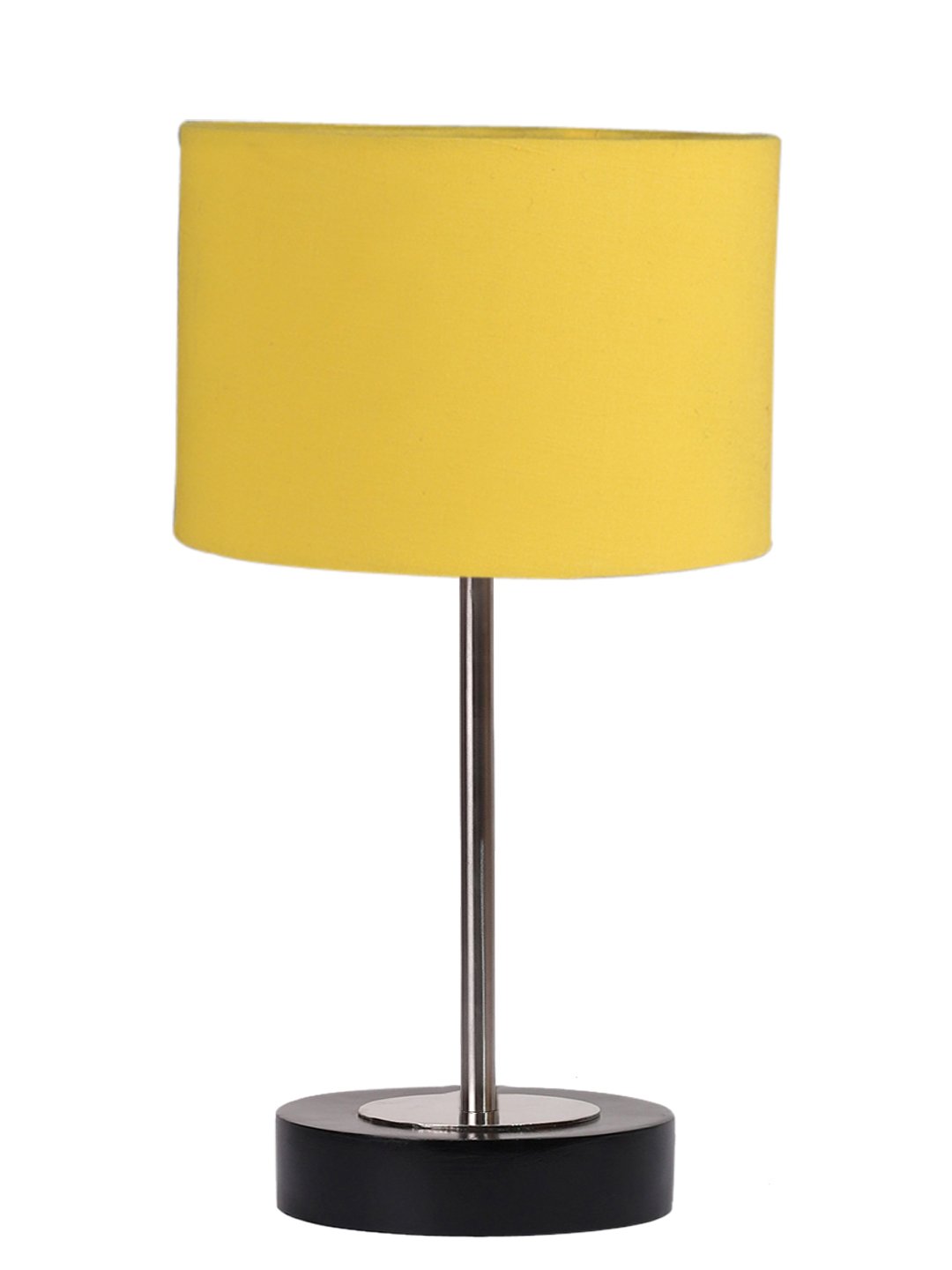 Ambika Home Luxury Premium Devansh Yellow cotton table lamp with Black wood base & Steel Pipe (7X17 inches)-6 Lamp with Yellow Shade for Living Room, Bedroom & Hallway - Image 4
