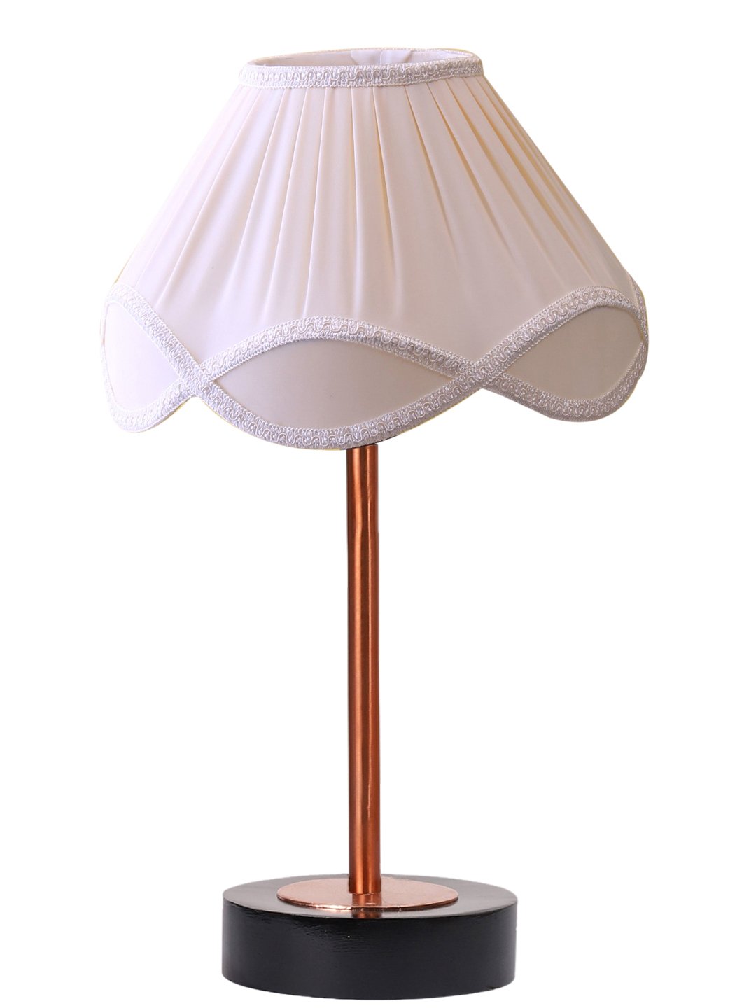 Ambika Home Luxury Premium Devansh Off-white cotton Vintage lamp with Black wood base & Copper finish Metal (12x19.25) Lamp with off-white Shade for Living Room, Bedroom & Hallway - Image 4