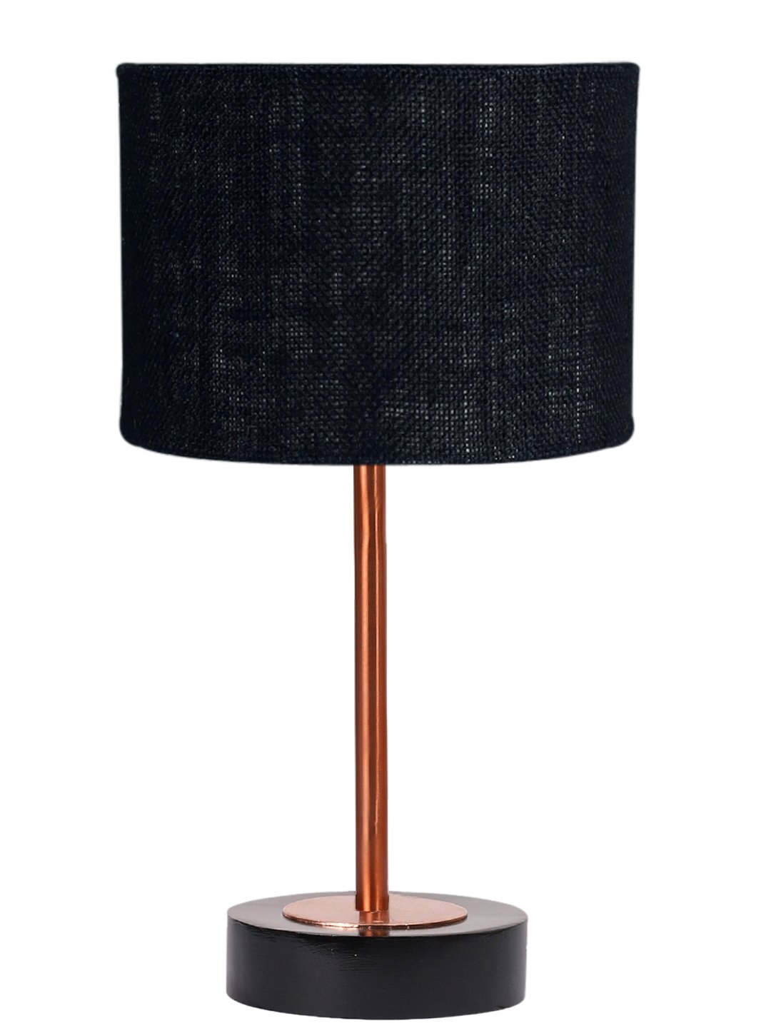 Ambika Home Luxury Premium Devansh Black Jute table lamp with Black wood base & Copper finish Metal (7X17 inches)-17 Lamp with Black Shade for Living Room, Bedroom & Hallway - Image 4