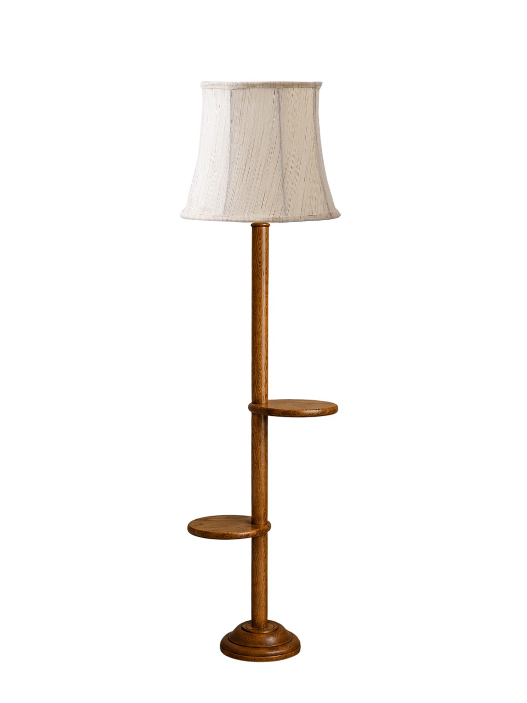 Ambika Home Soft back off-white cotton shade with Double Shelf floor Lamp Modern Floor Lamp | Off-white Cotton Shade, Wood Base | Luxury Living Room, Bedroom & Home Decor Lighting - Image 4