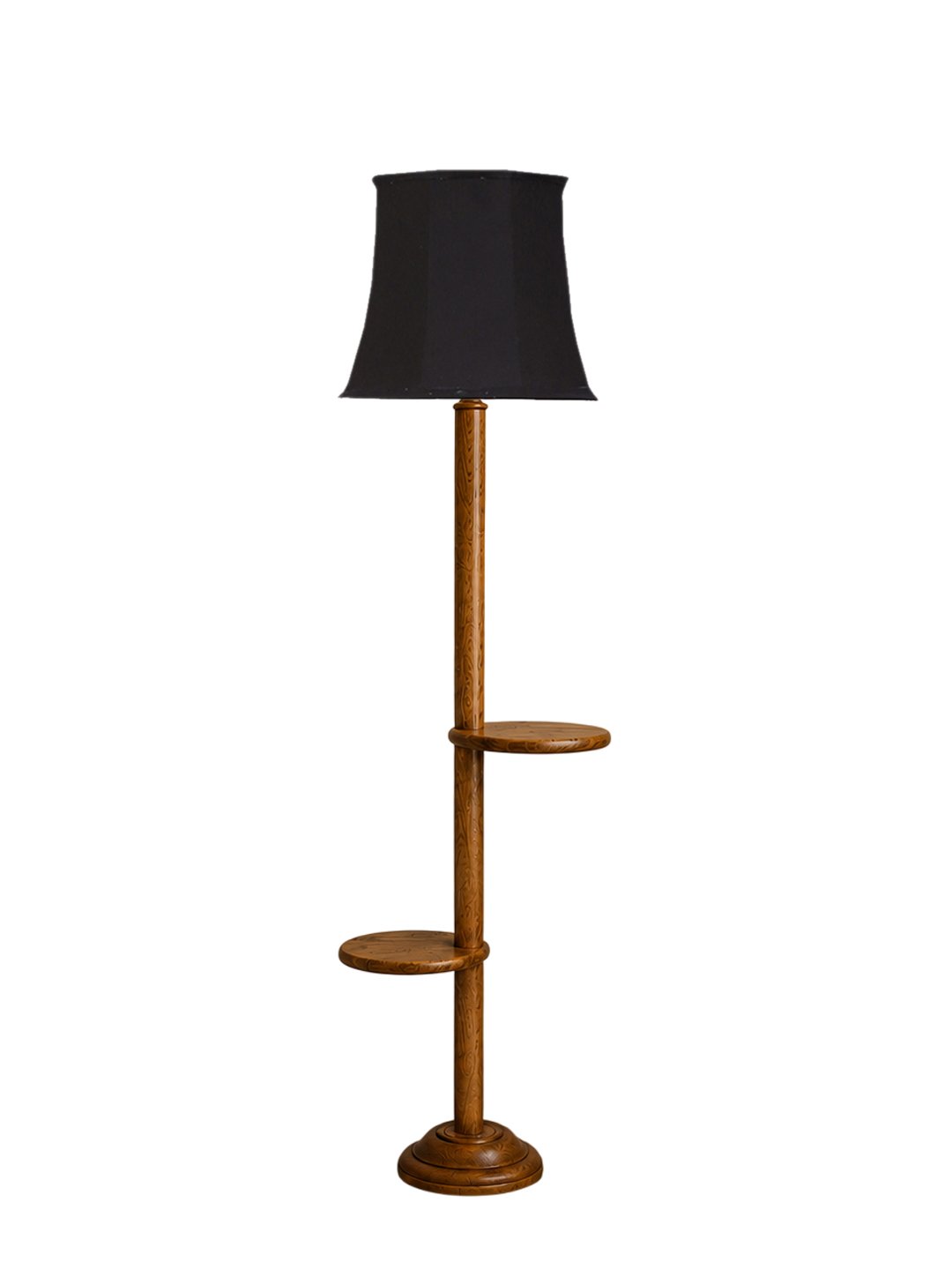 Ambika Home Soft back Black cotton shade with Double Shelf floor Lamp Modern Floor Lamp | Black Cotton Shade, Wood Base | Luxury Living Room, Bedroom & Home Decor Lighting - Image 4