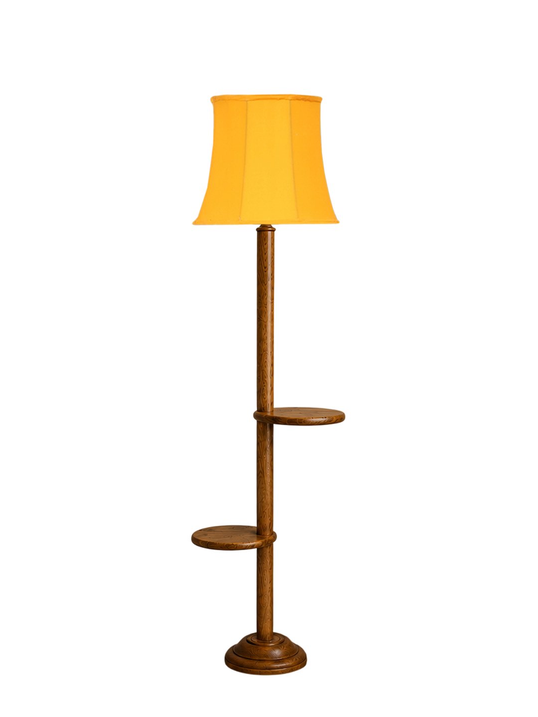 Ambika Home Soft back Orange cotton shade with Double Shelf floor Lamp Modern Floor Lamp | Orange Cotton Shade, Wood Base | Luxury Living Room, Bedroom & Home Decor Lighting - Image 4