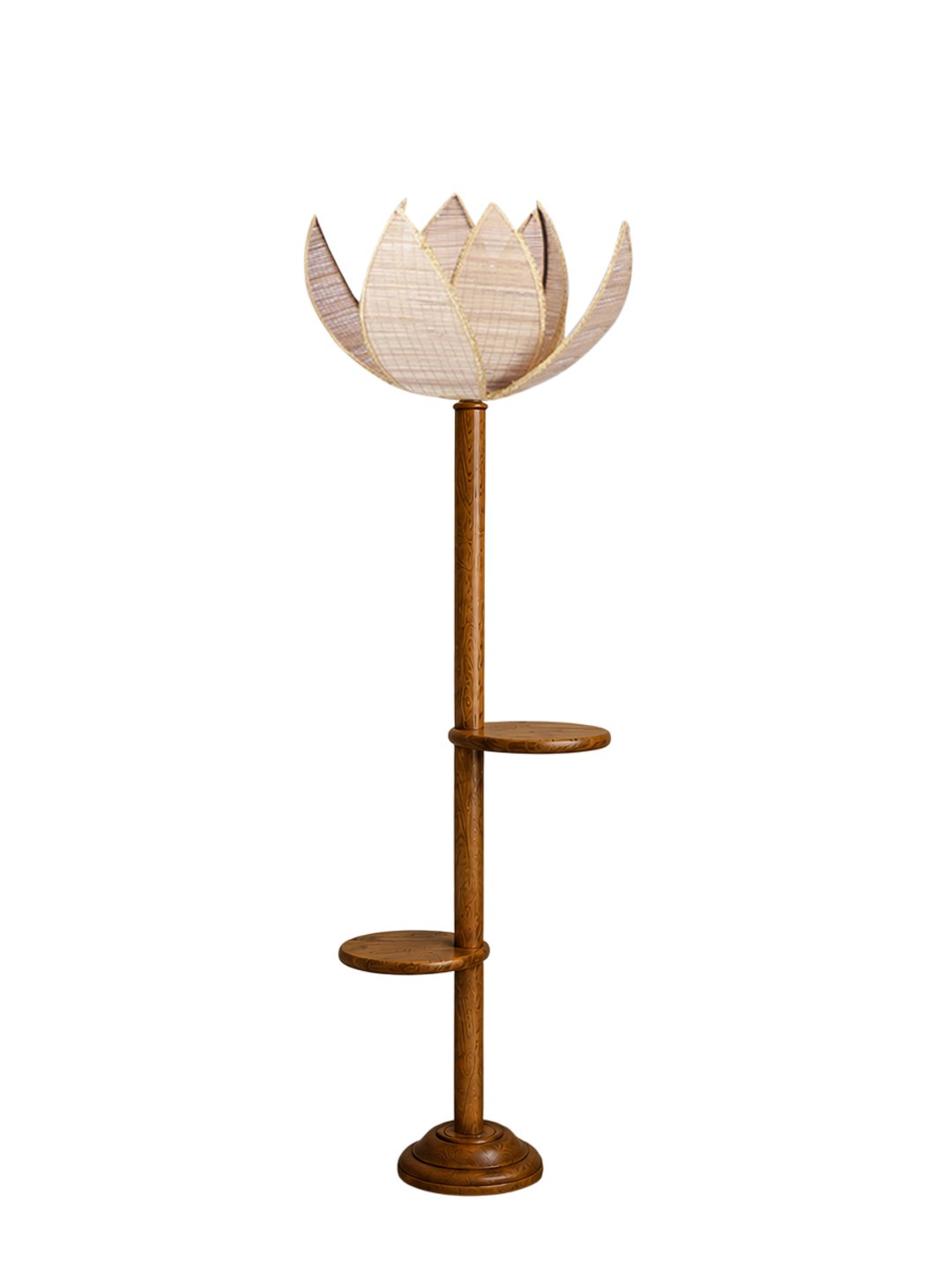 Ambika Home Rose Bamboo Shade with Double Shelf floor Lamp Modern Floor Lamp | Beige Bamboo Shade, Wood Base | Luxury Living Room, Bedroom & Home Decor Lighting - Image 5