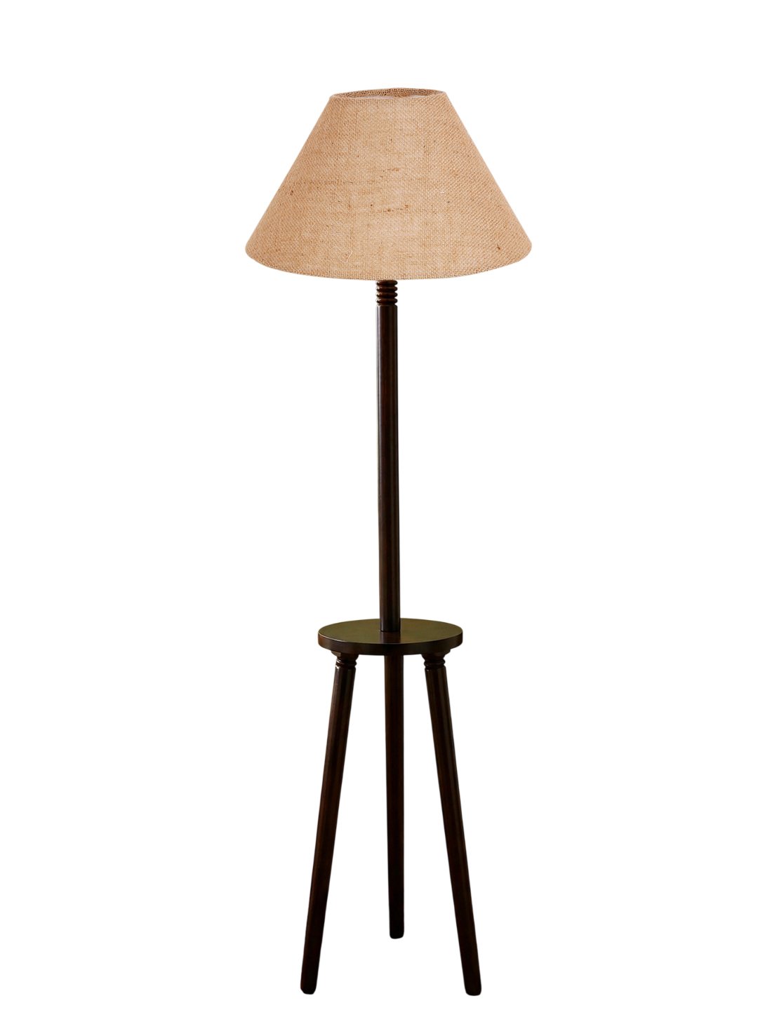 Premium Beige Jute Shade Floor Lamp with Wooden Shelf Stand for Living Room, Bedroom & Reading Corner | Modern Decorative Standing Lamp | Solid Wood Base | Elegant Home Lighting - Image 8