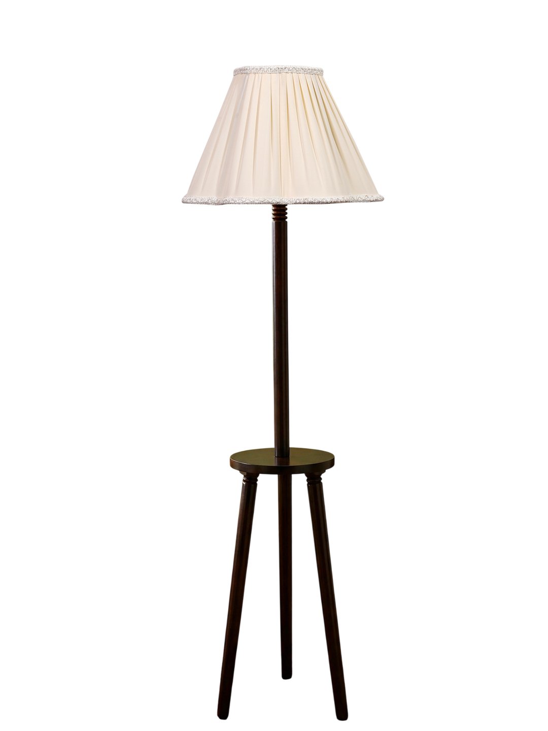 Premium Off-white Cotton Shade Floor Lamp with Wooden Shelf Stand for Living Room, Bedroom & Reading Corner | Modern Decorative Standing Lamp | Solid Wood Base | Elegant Home Lighting - Image 8