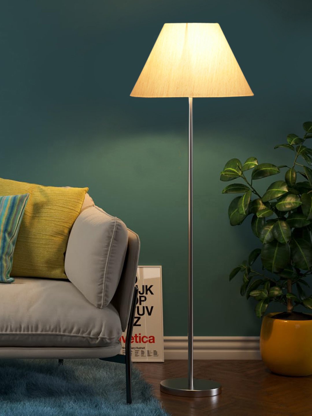 Ambika Home Grand Off-white Steel Standing Lamp for Lounge, Villa & Hotel Interiors | E27 Holder Included Bulb - Image 4