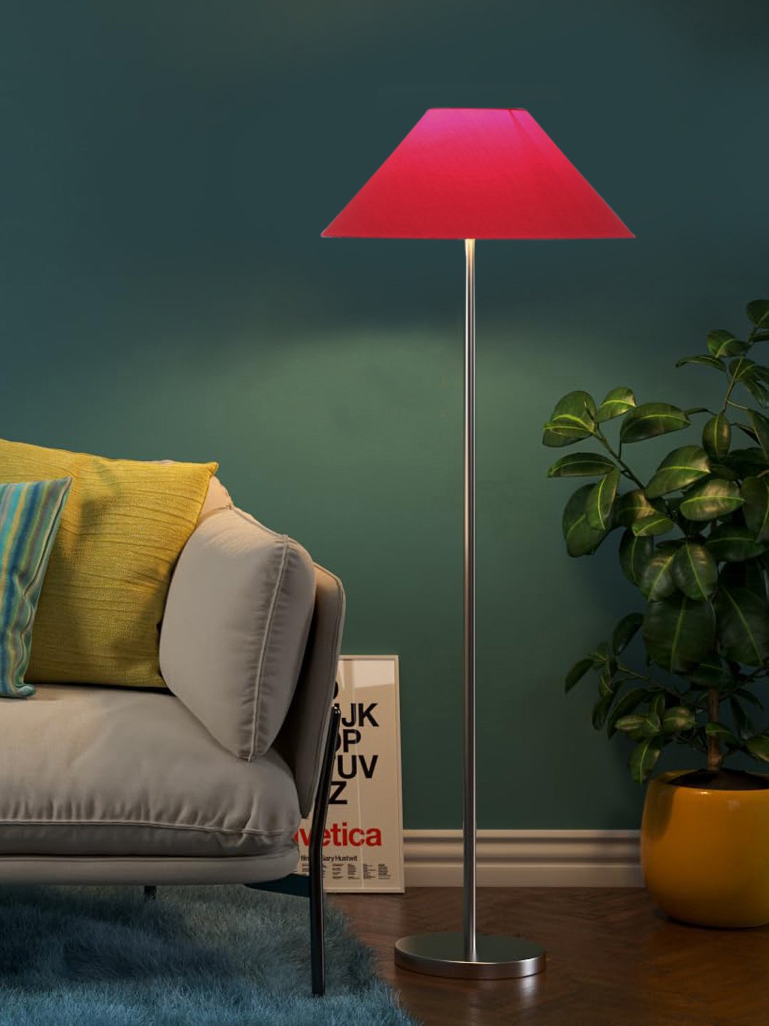 Ambika Home Premium Red Designer Floor Lamp in Steel Finish for Modern Interiors | E27 Holder Included Bulb - Image 4