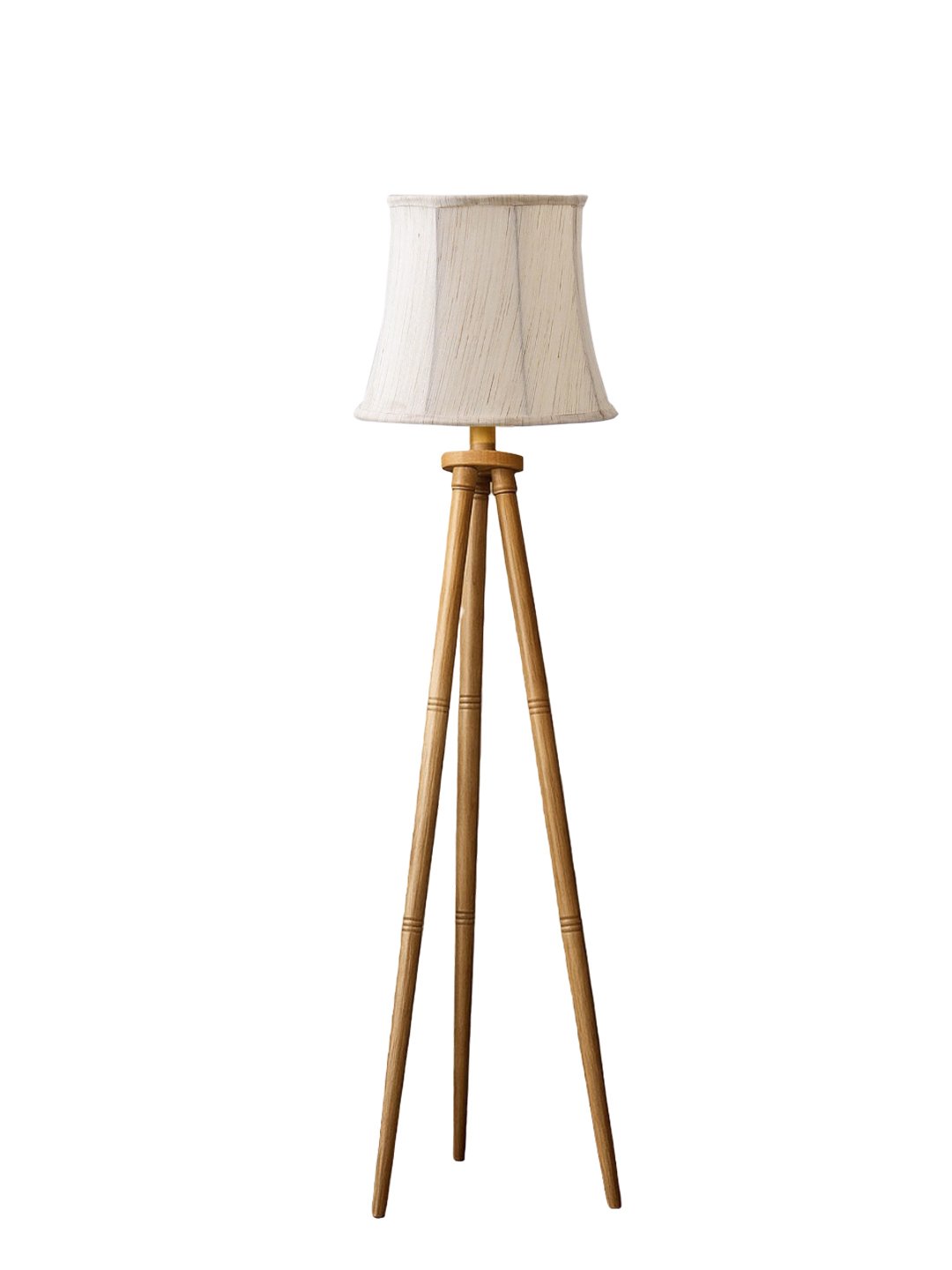 Ambika Home Premium Off-white Fabric Shade Floor Lamp for Hallway & Guest Room | Wooden Natural Tripod Stand | E27 Holder Included Bulb - Image 4