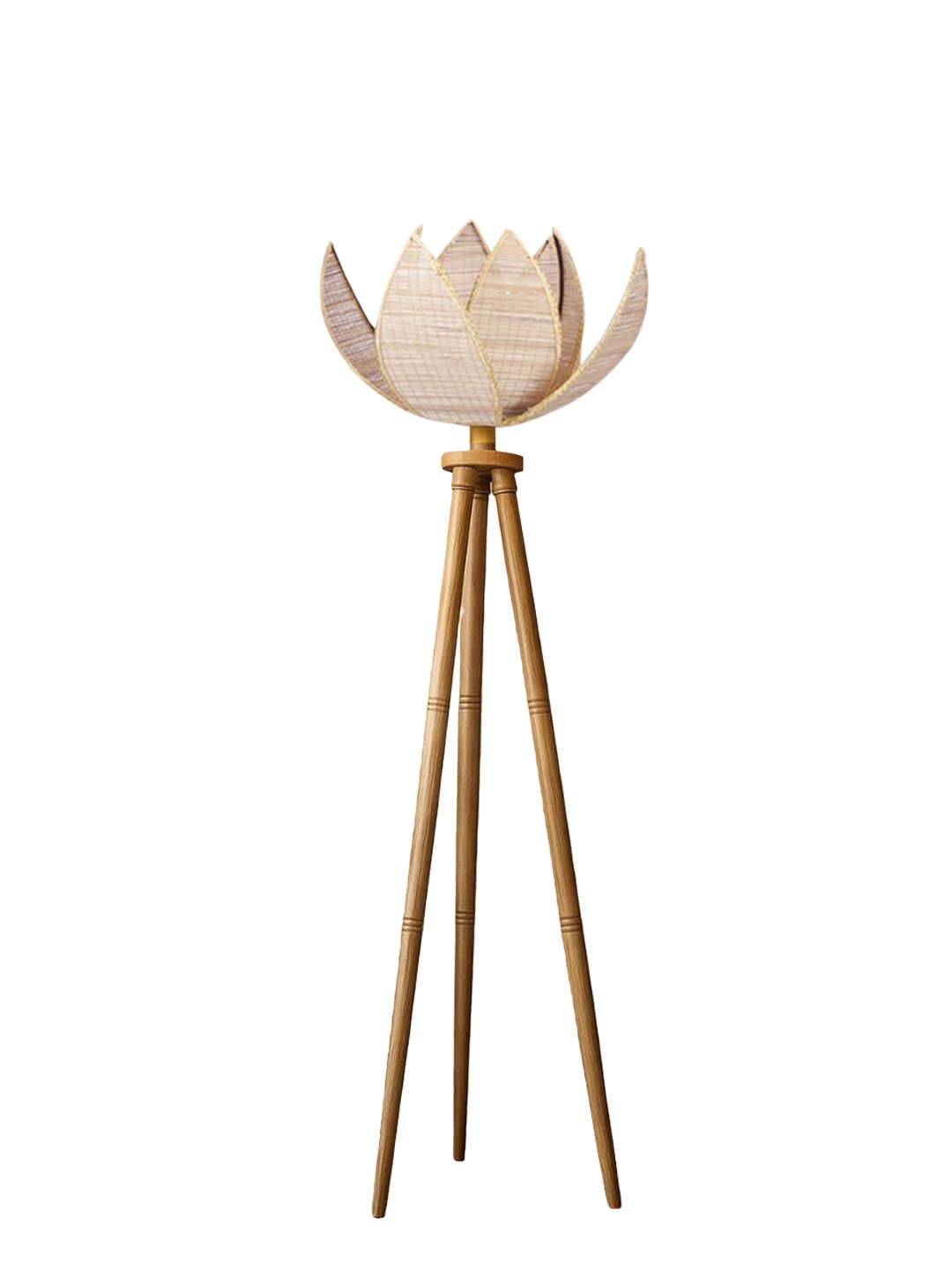 Ambika Home Designer Beige Bamboo Wooden Natural Tripod Floor Light for Living Space & Hotels | E27 Holder Included Bulb - Image 4