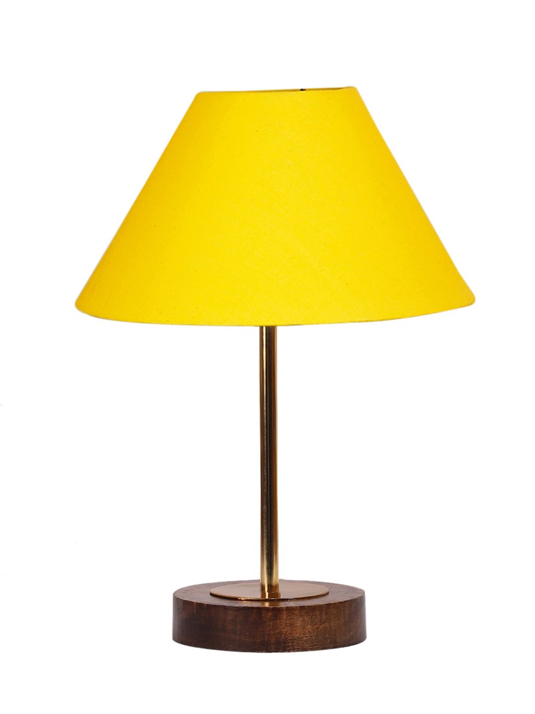 Ambika Home Luxury Premium Devansh Yellow cotton table lamp with Brown wood Base & Golden finish Metal (10X16.25 inches)-31 Lamp with Yellow Shade for Living Room, Bedroom & Hallway - Image 4