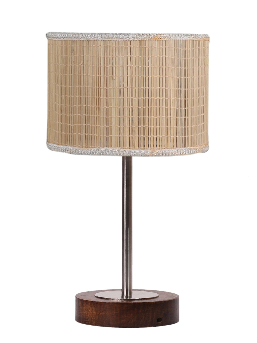 Ambika Home Luxury Premium Devansh Bamboo table lamp with Brown wood Base & Steel Pipe -(7X17 inches)-1 Lamp with Beige Shade for Living Room, Bedroom & Hallway - Image 4