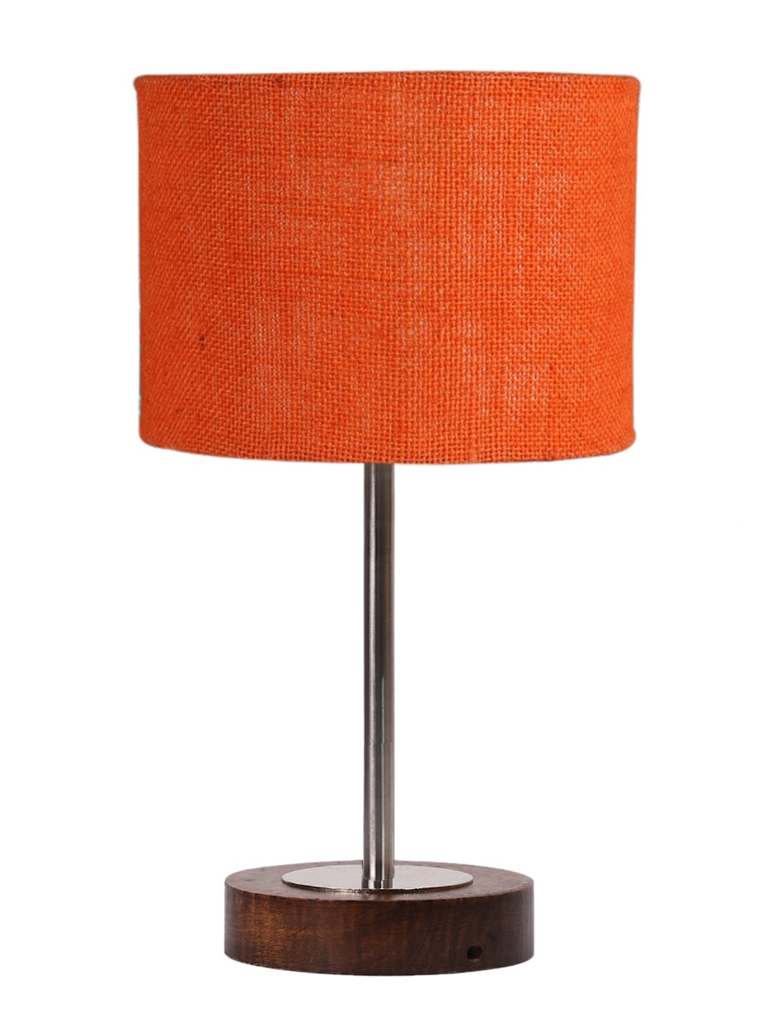Ambika Home Luxury Premium Devansh Orange Jute table lamp with Brown wood Base & Steel Pipe (7X17 inches)-17 Lamp with Orange Shade for Living Room, Bedroom & Hallway - Image 4