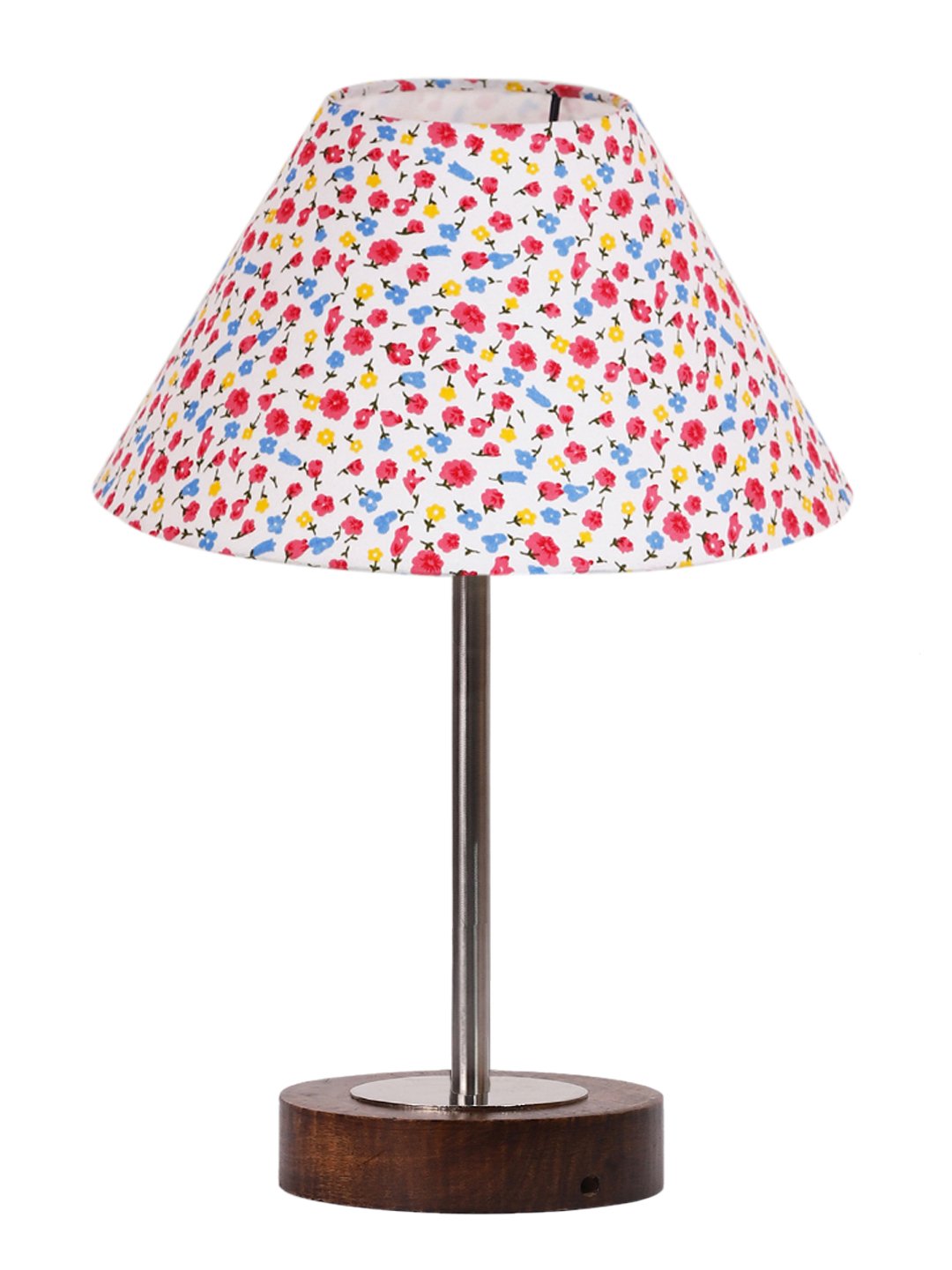 Ambika Home Luxury Premium Devansh Multicolor cotton table lamp with Brown wood Base & Steel Pipe (10X16.25 inches)-40 Lamp with Multi Shade for Living Room, Bedroom & Hallway - Image 4