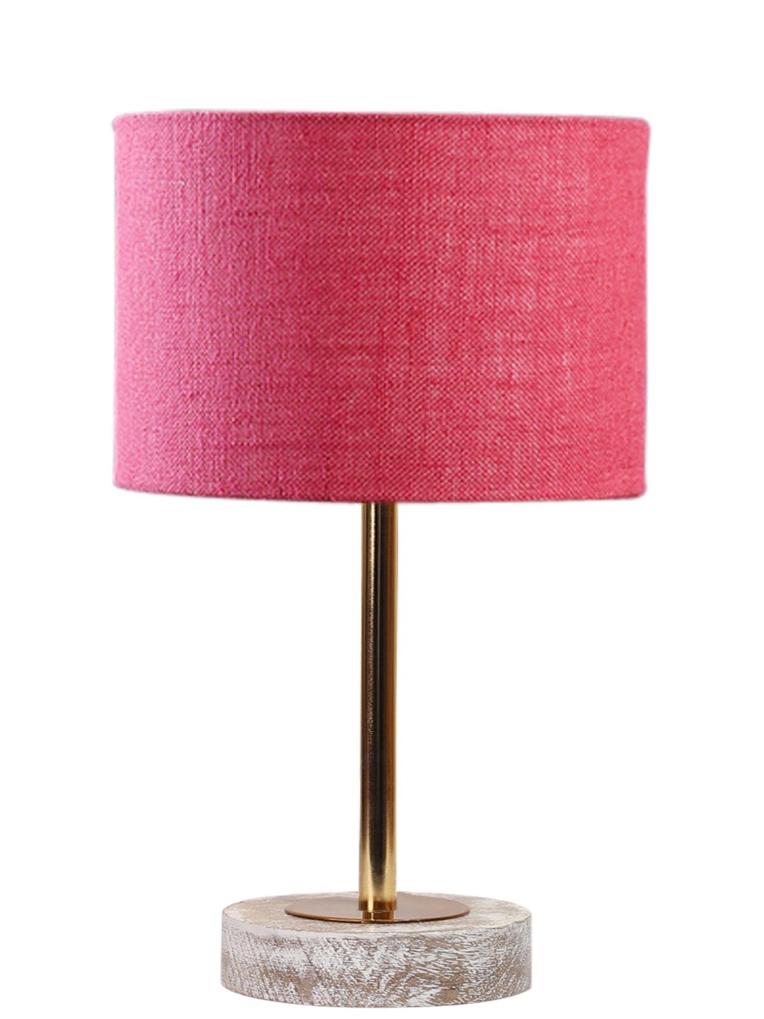 Ambika Home Luxury Premium Devansh Pink Jute table lamp with White Brushed Wood Base & Steel Pipe (7X17 inches)-11 Lamp with Pink Shade for Living Room, Bedroom & Hallway - Image 4