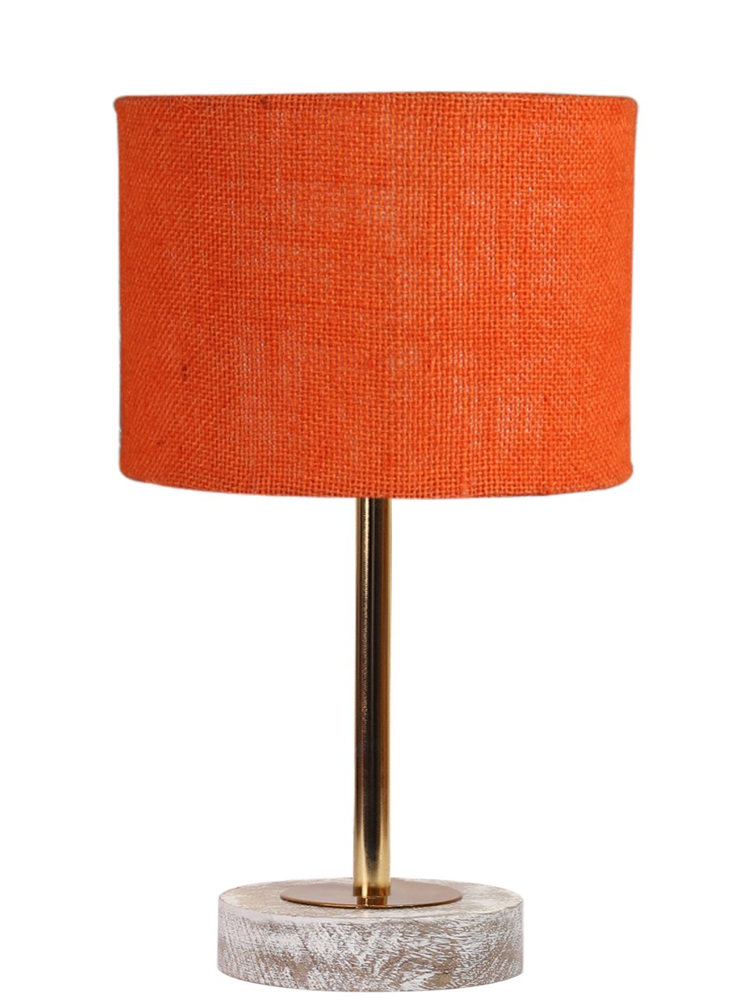 Ambika Home Luxury Premium Devansh Orange Jute table lamp with White Brushed Wood Base & Steel Pipe (7X17 inches)-17 Lamp with Orange Shade for Living Room, Bedroom & Hallway - Image 4