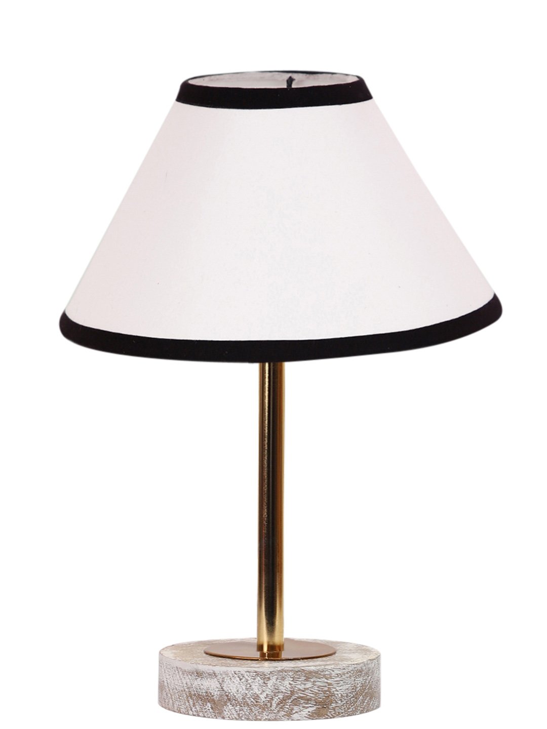 Ambika Home Luxury Premium Devansh Multicolor cotton table lamp with White Brushed Wood Base & Steel Pipe (10X16.25 inches)-33 Lamp with Multicolor Shade for Living Room, Bedroom & Hallway - Image 4