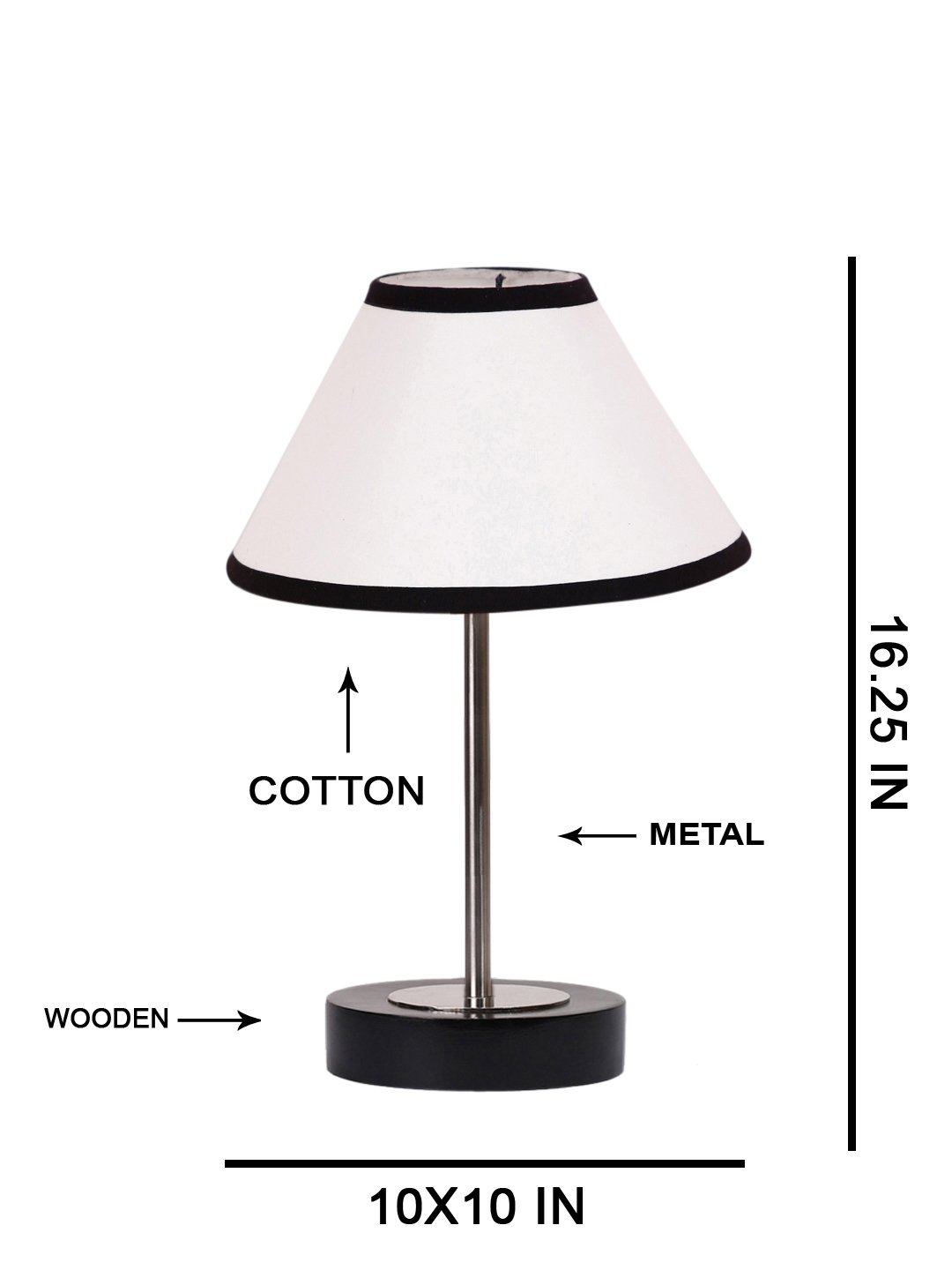 Ambika Home Luxury Premium Devansh Multicolor cotton table lamp with Black wood base & Steel Pipe (10X16.25 inches)-33 Lamp with Multicolor Shade for Living Room, Bedroom & Hallway - Image 5