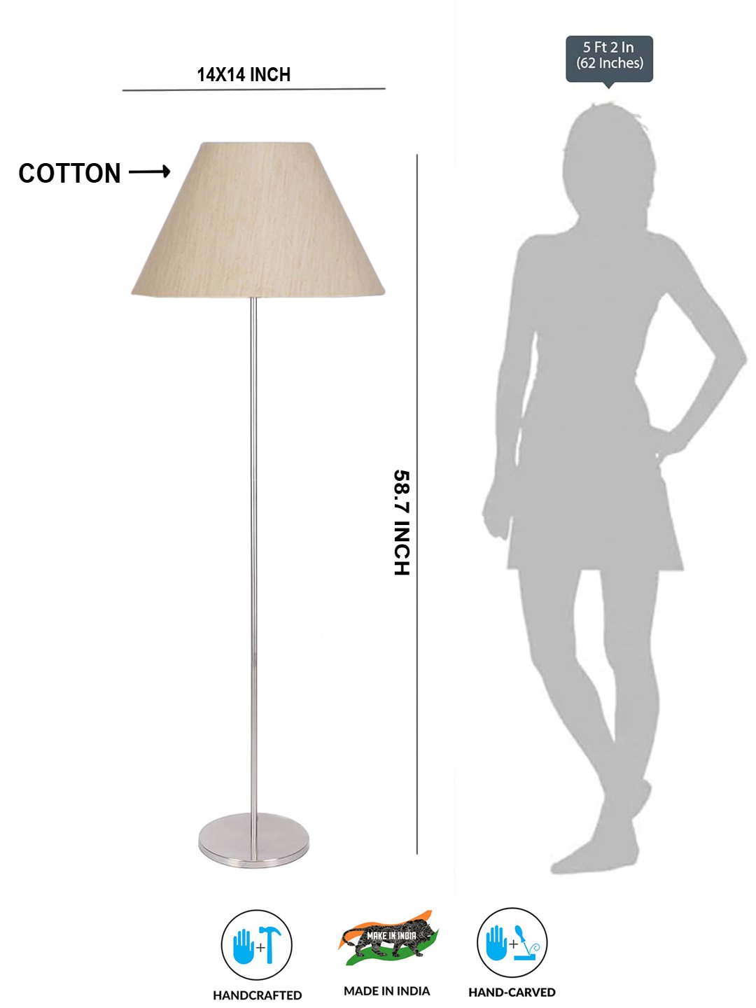 Ambika Home Grand Off-white Steel Standing Lamp for Lounge, Villa & Hotel Interiors | E27 Holder Included Bulb - Image 5