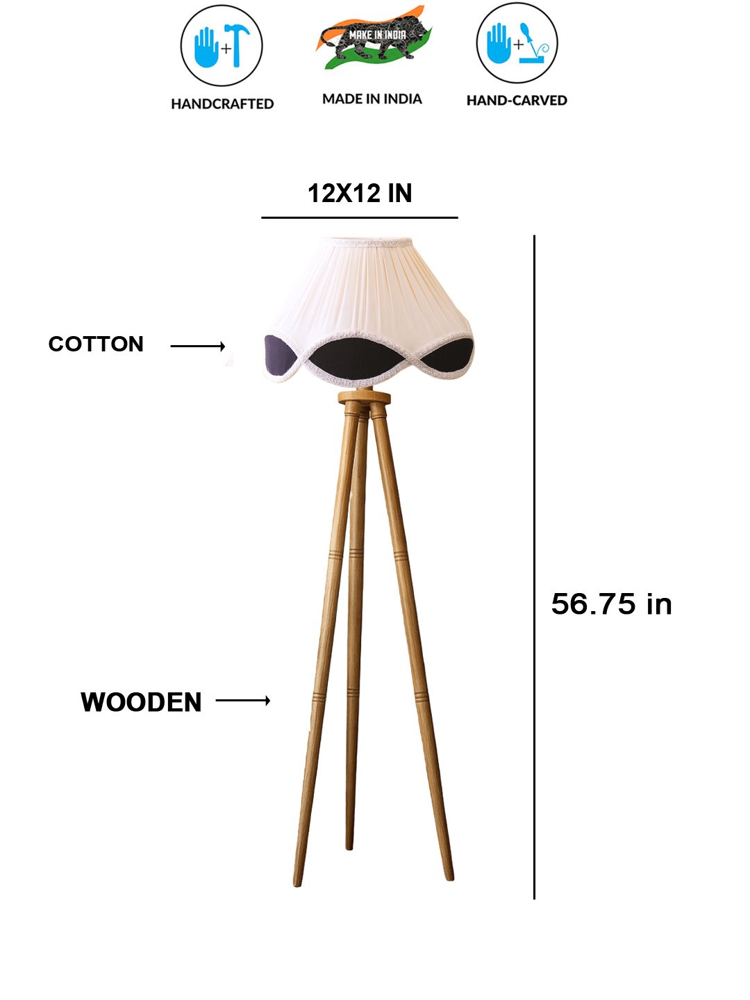 Ambika Home Modern Multi Natural Tripod Standing Lamp for Bedroom, Lounge & Reading Corner | E27 Holder Included Bulb - Image 5