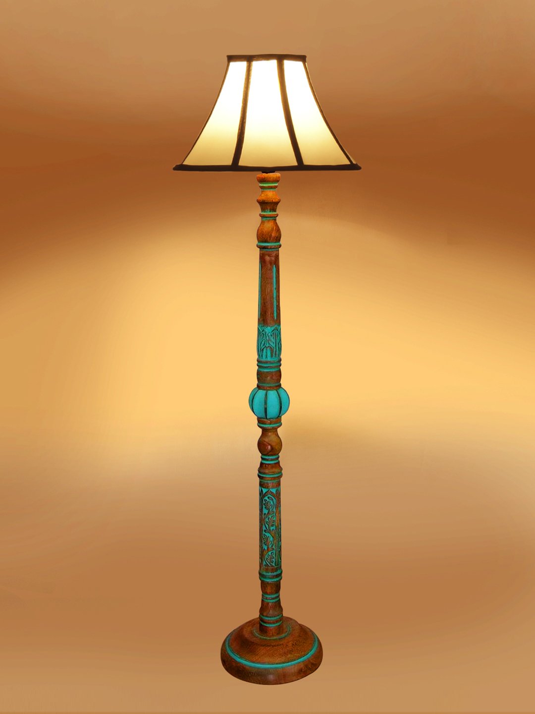 Ambika Home Multi Shade Wooden Floor Lamp for Living Room, Bedroom & Hallway | Modern Wood Standing Lamp | B22 Holder | Hotel & Guest Room Decor - Image 5