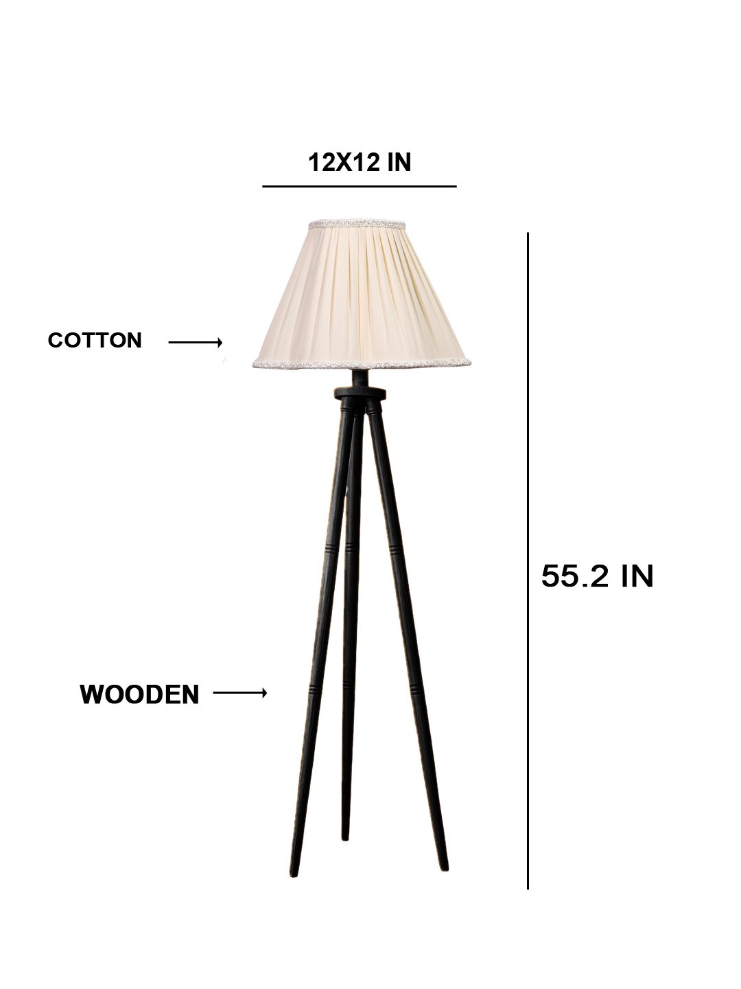 Ambika Home Modern Off-white Tripod Standing Lamp for Bedroom, Lounge & Reading Corner | E27 Holder Included Bulb - Image 5