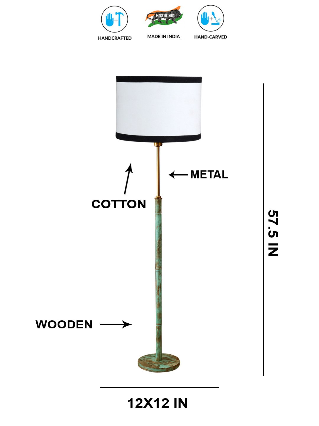 Ambika Home White Shade Premium Floor Lamp for Living Room, Bedroom & Hallway | Decorative Standing Light | E27 Holder Included Bulb - Image 5
