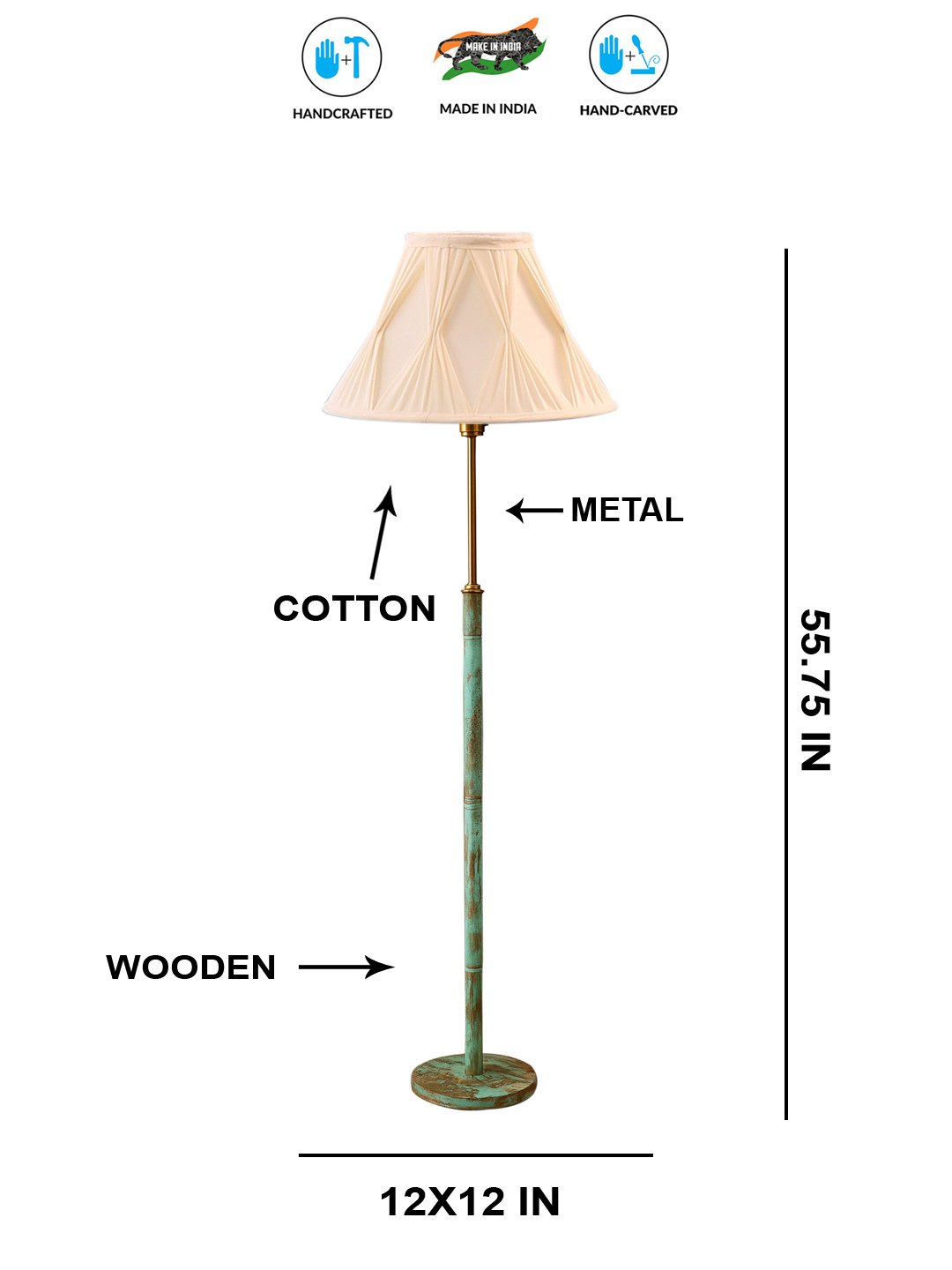 Ambika Home Off-white Shade Premium Floor Lamp for Living Room, Bedroom & Hallway | Decorative Standing Light | E27 Holder Included Bulb - Image 5