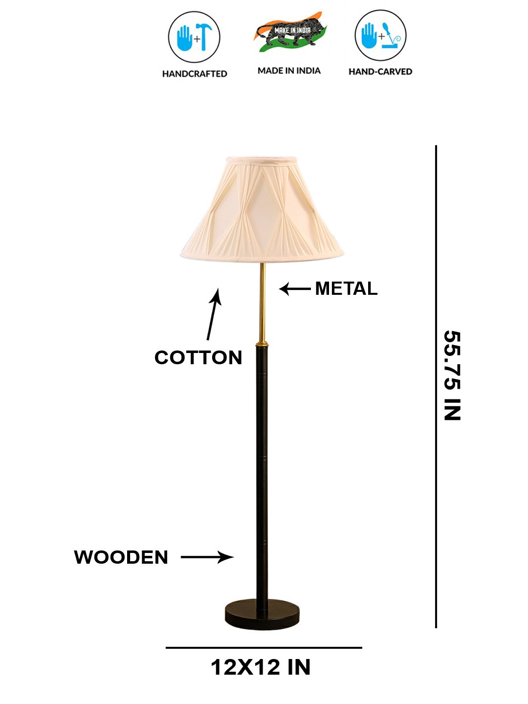 Ambika Home Off-white Shade Premium Floor Lamp for Living Room, Bedroom & Hallway | Decorative Standing Light | E27 Holder Included Bulb - Image 5