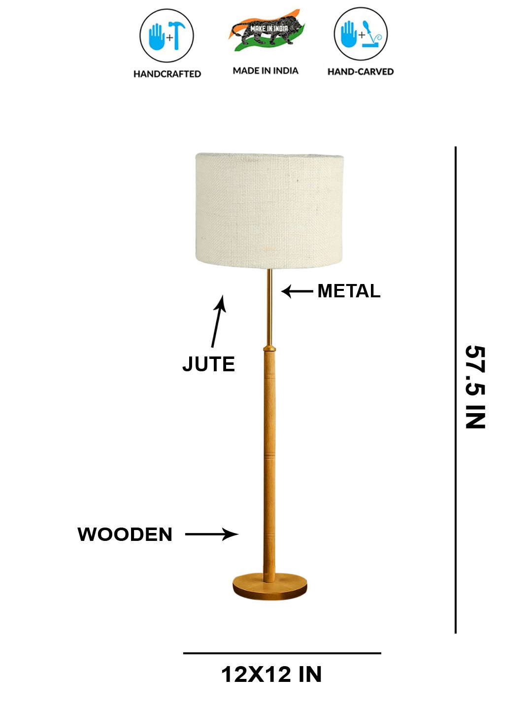 Ambika Home White Shade Premium Floor Lamp for Living Room, Bedroom & Hallway | Decorative Standing Light | E27 Holder Included Bulb - Image 5