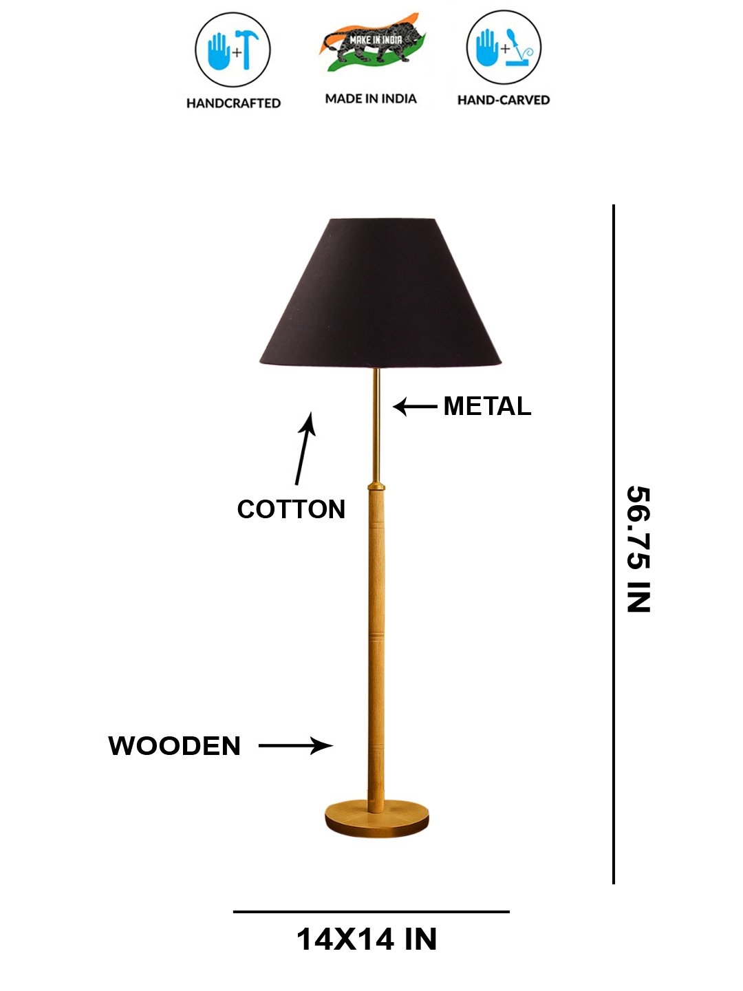 Ambika Home Black Shade Premium Floor Lamp for Living Room, Bedroom & Hallway | Decorative Standing Light | E27 Holder Included Bulb - Image 5